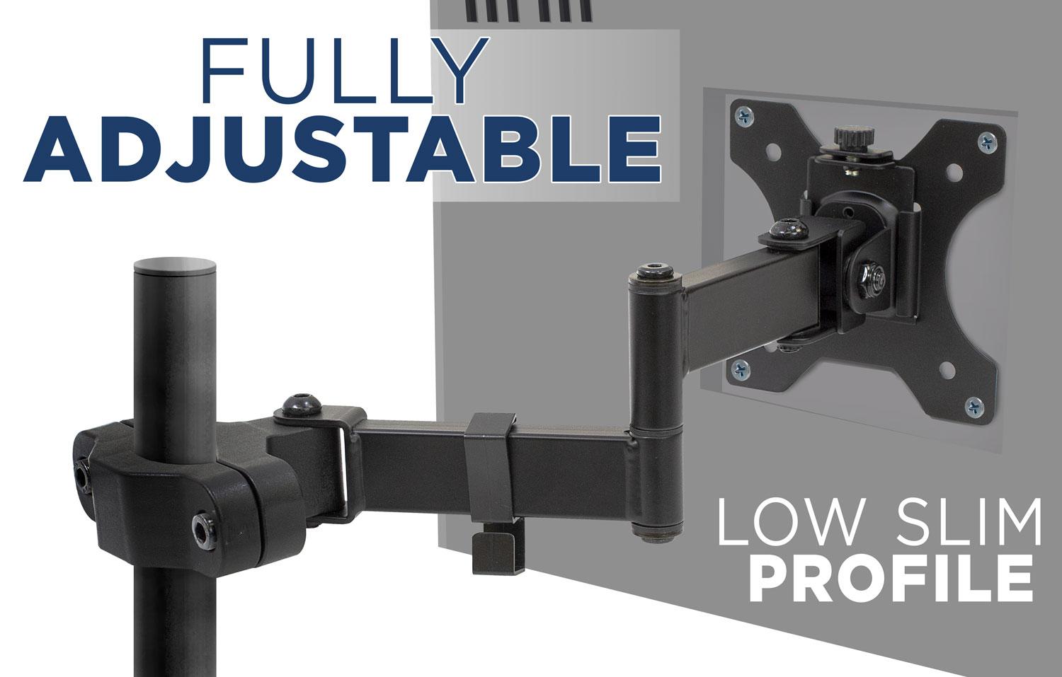 Mount-It Full Motion VESA Pole Mount with Articulating Arm | Fits TVs or Monitors Up to 32 in.