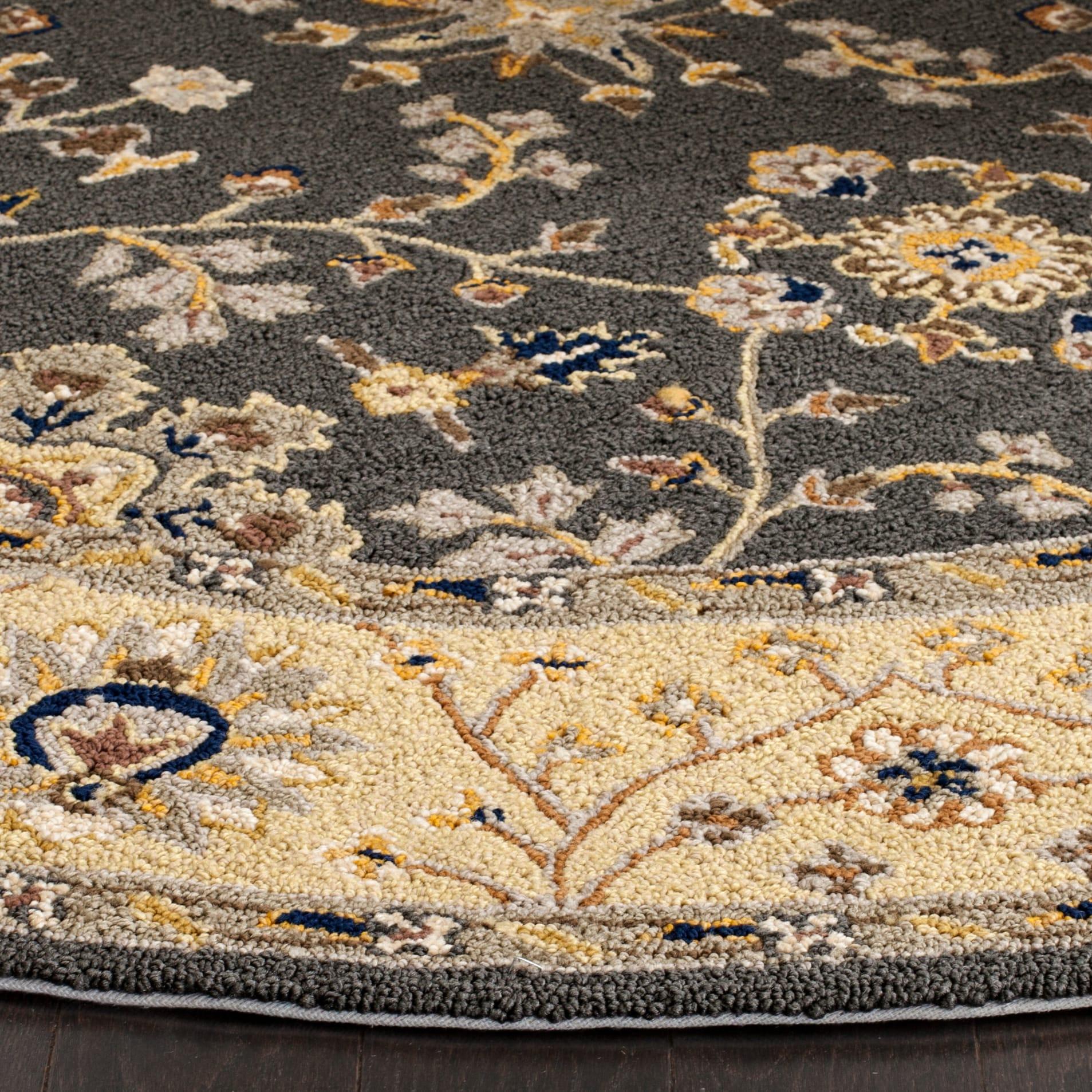 Easy Care EZC751 Hand Hooked Area Rug - Grey/Cream - 8' round - Safavieh.