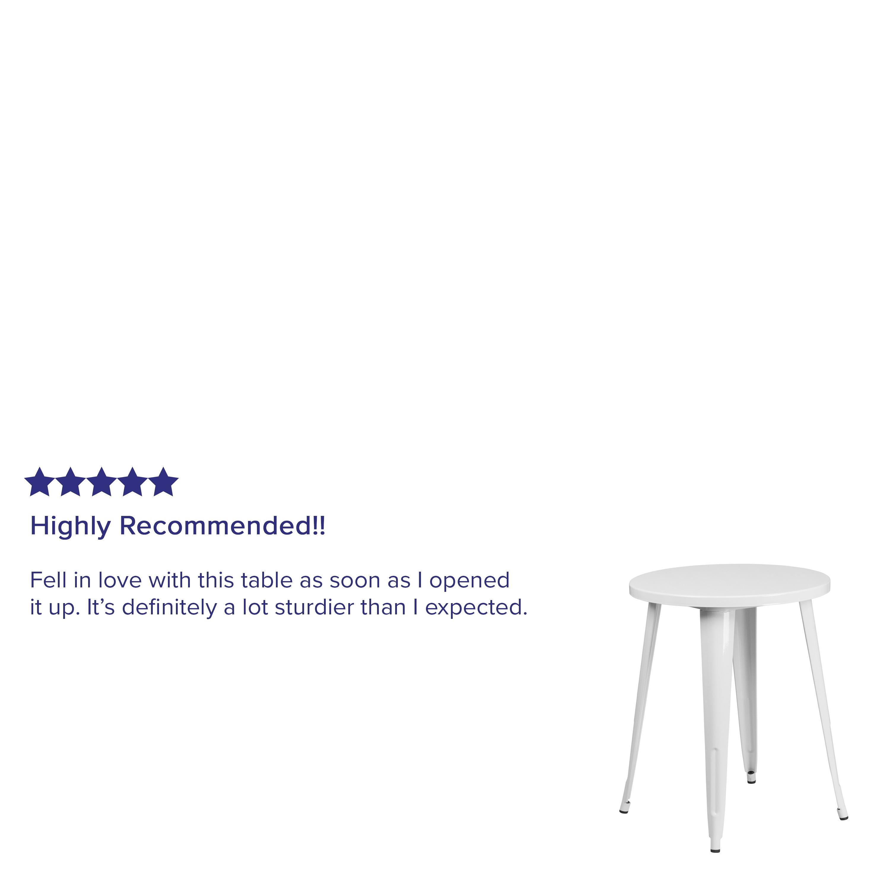 Flash Furniture Commercial Grade 24" Round White Metal Indoor-Outdoor Table