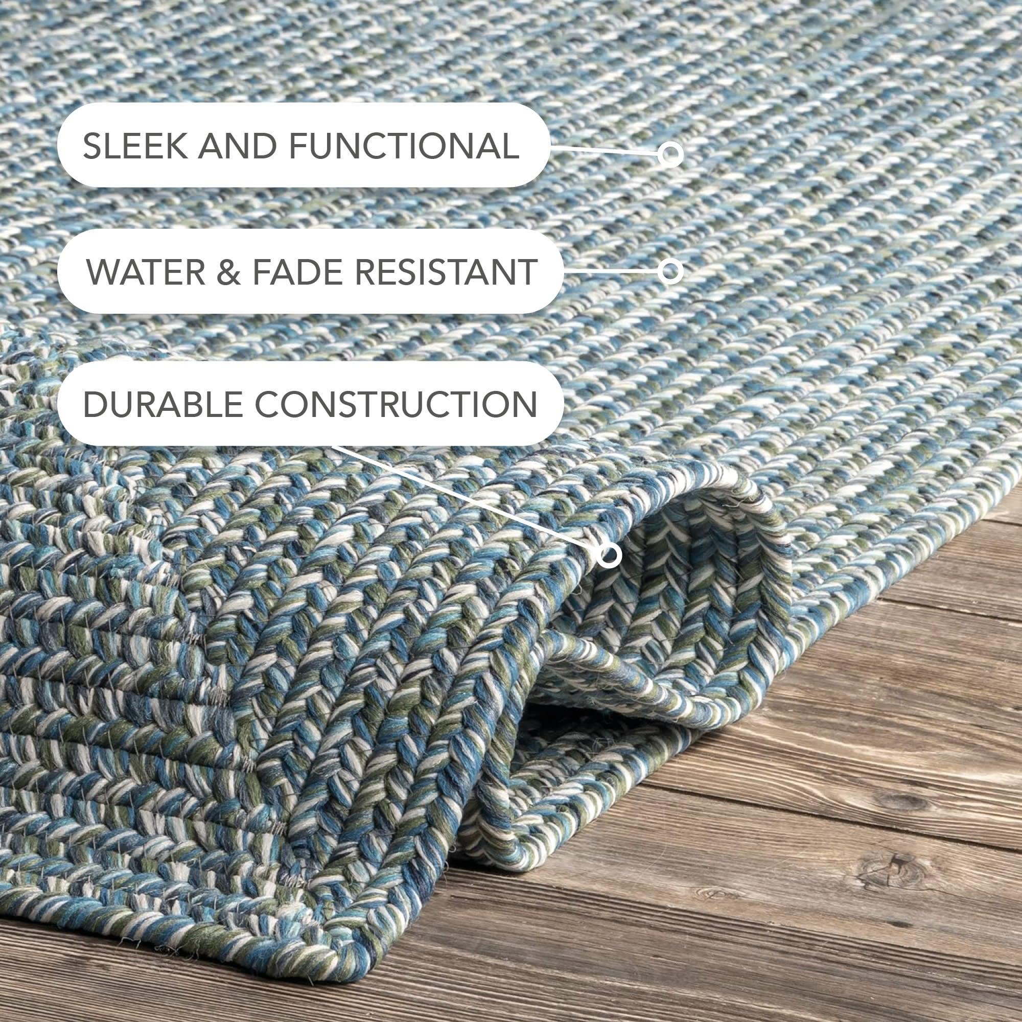 Aqua Braided Reversible Handmade 3' x 5' Synthetic Rug