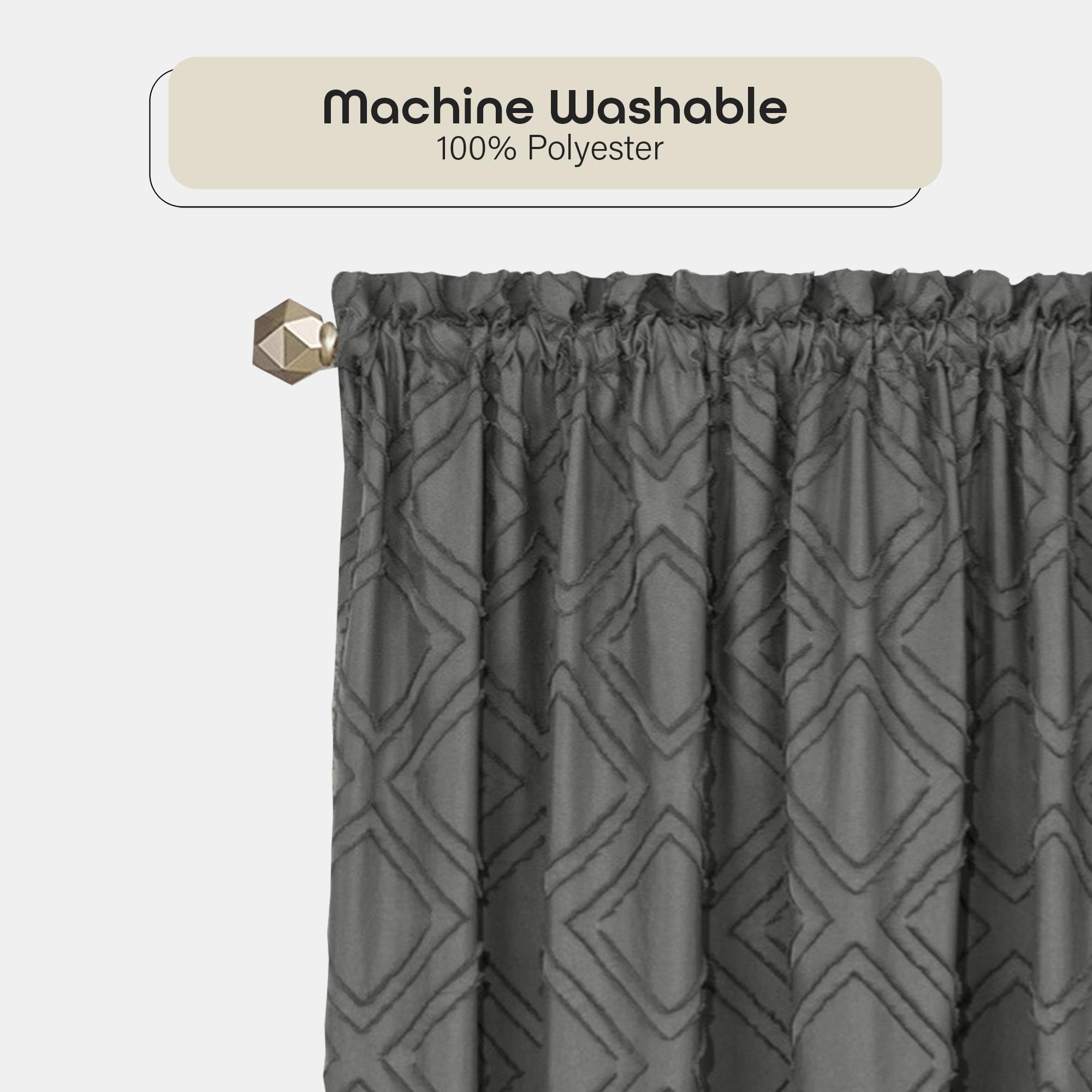 Achim Blake Geometric Diamond Rod Pocket Light Filtering Curtain Panel, Charcoal, 42" x 84"