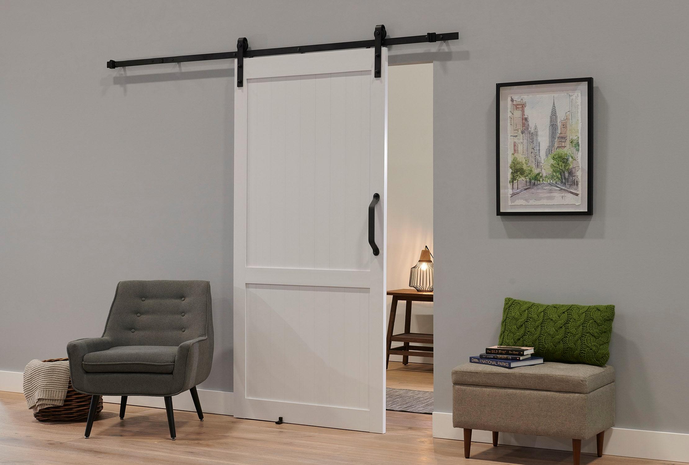 LTL Home Products Millbrooke 84'' Hollow Paneled with Installation Hardware Kit Barn Door