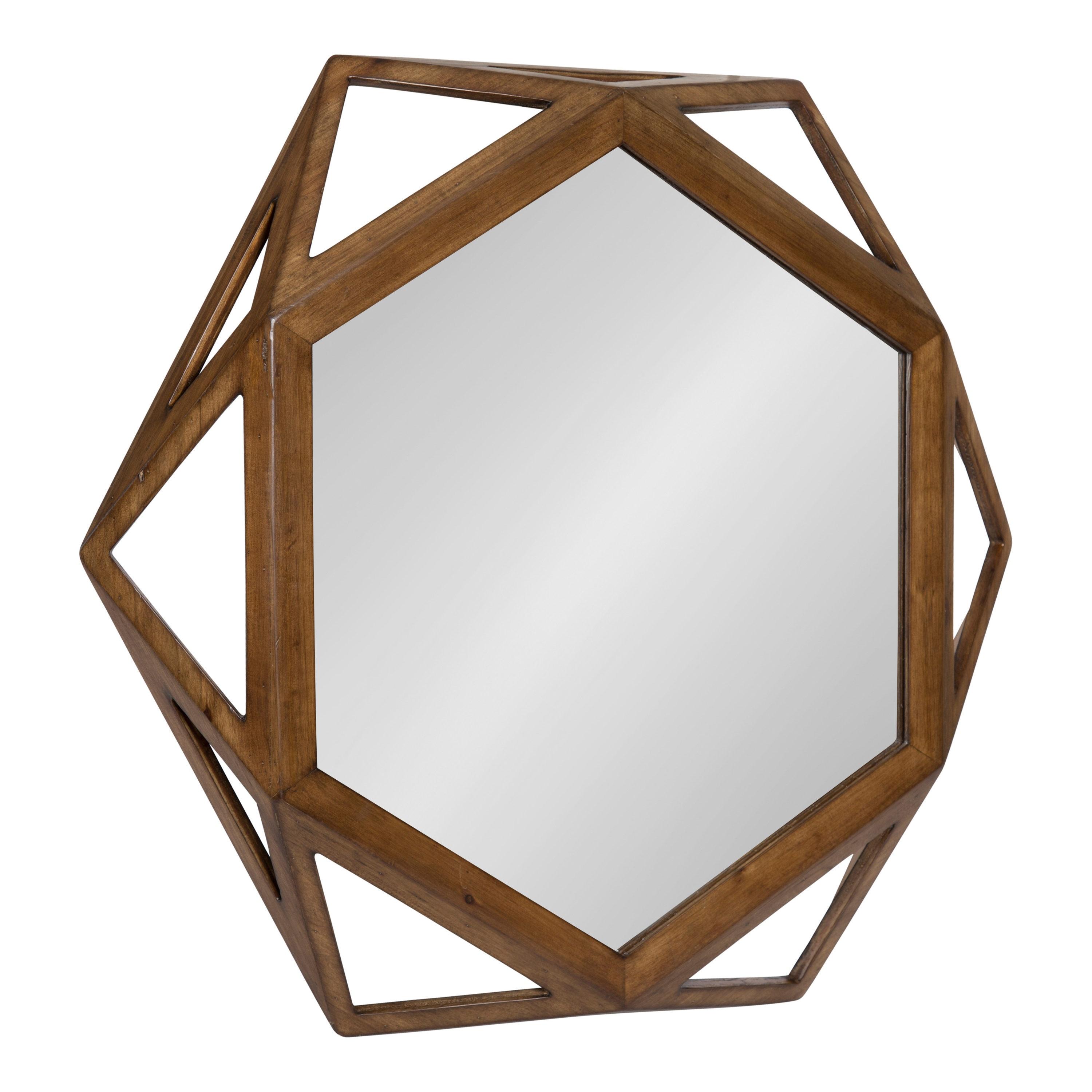 27" Cortland Hexagon Wall Mirror Brown - Kate & Laurel All Things Decor