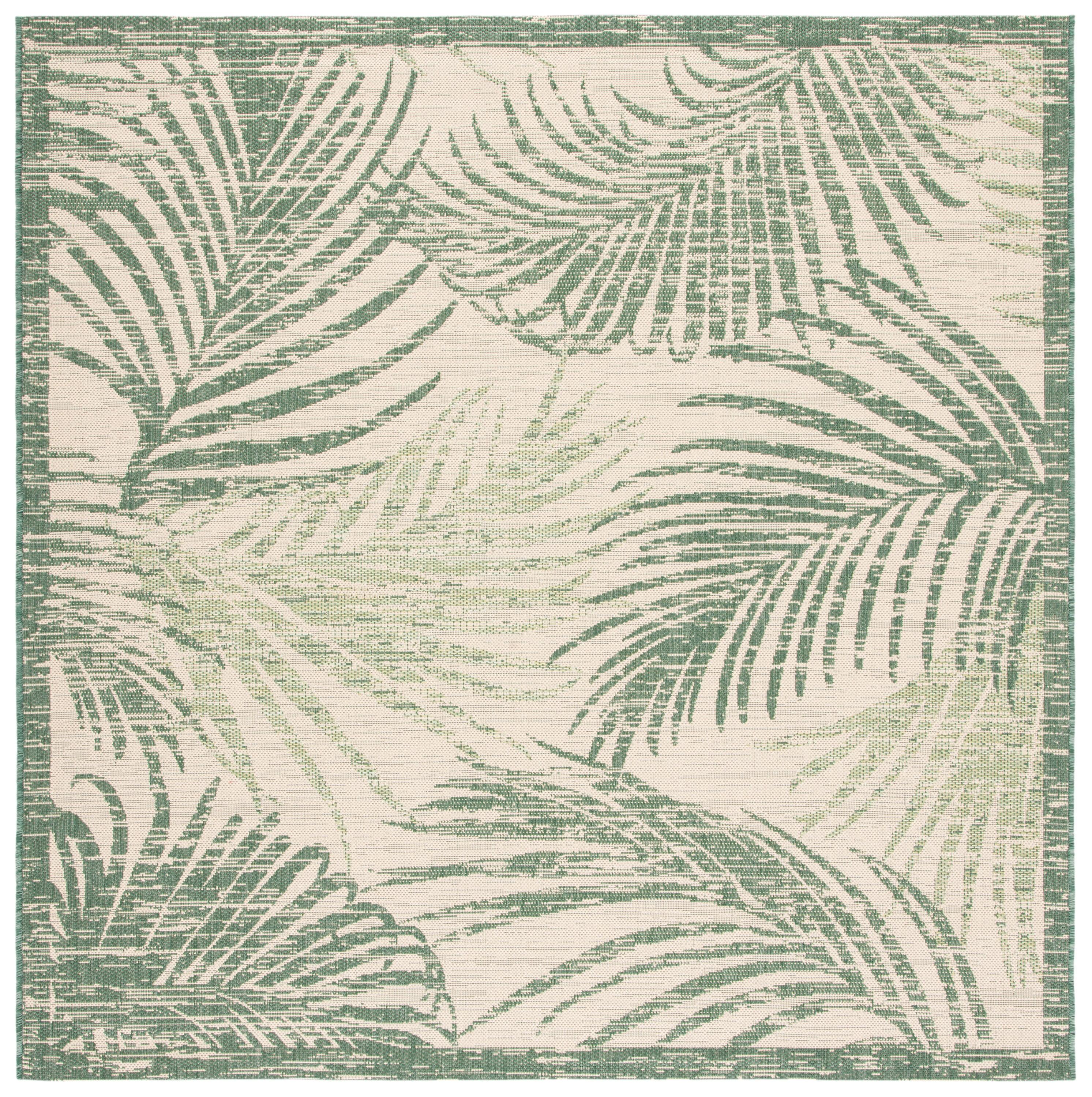 Courtyard CY7557 Power Loomed Indoor/Outdoor Area Rug - Beige/Green - 6'7"x6'7" - Safavieh.