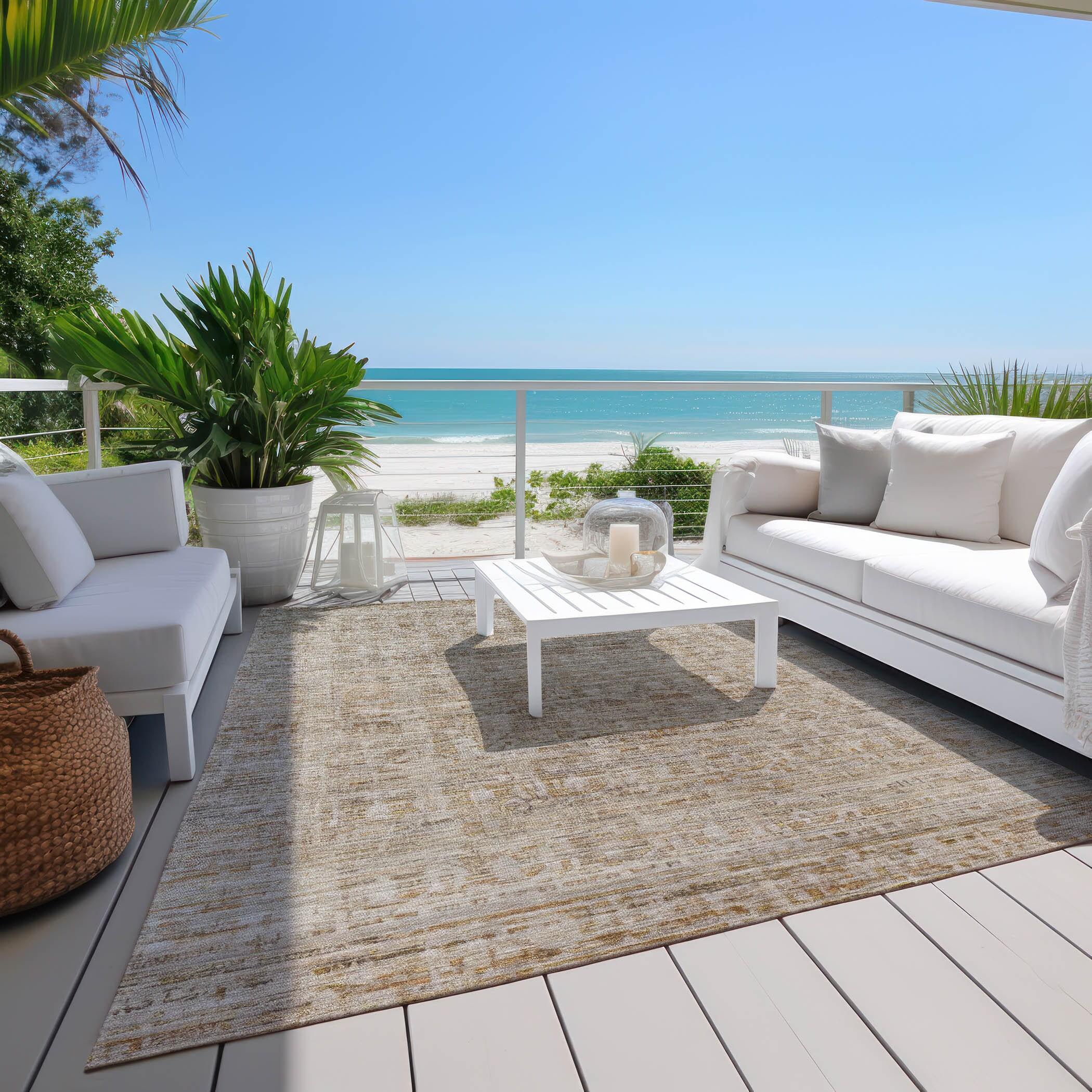 Machine Washable Indoor/Outdoor Chantille Taupe Rug