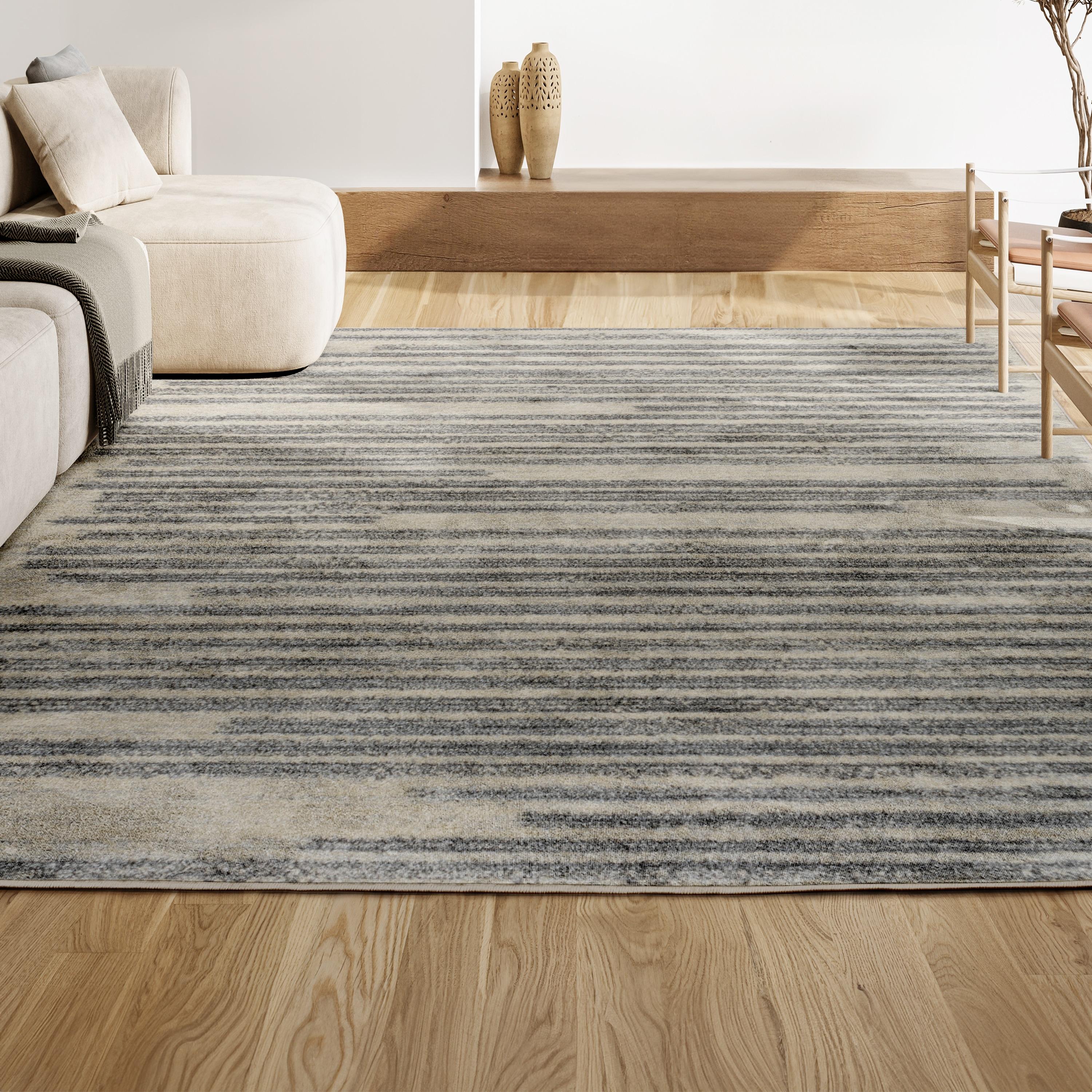 JONATHAN Y Khalil Modern Berber Stripe Cream/Gray 2 ft. x 8 ft. Runner Rug