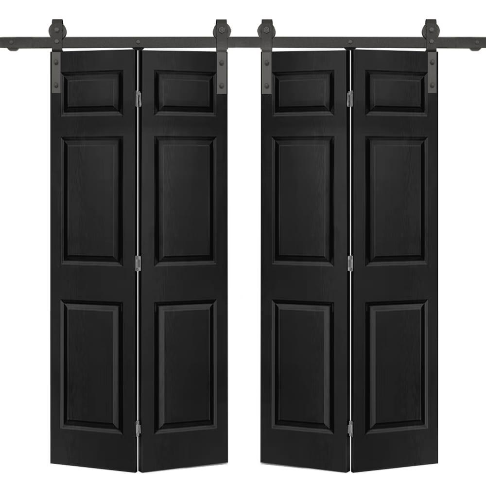 Calhome Paneled MDF Composite Double Bifold Barn Doors with Installation Hardware Kit