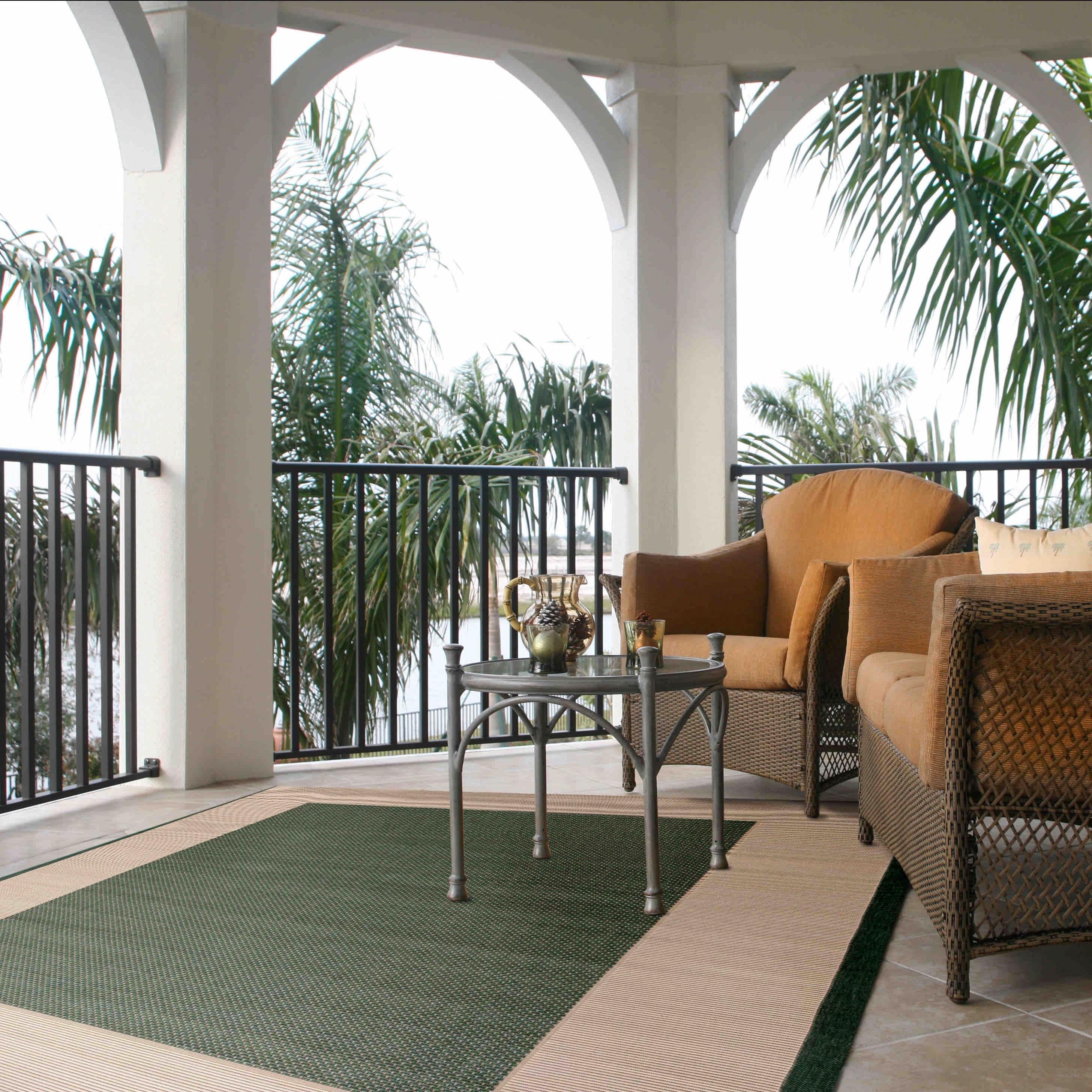 Courtyard CY7987 Power Loomed Indoor/Outdoor Accent Rug - Dark Green/Beige - 2'7"x5' - Safavieh.