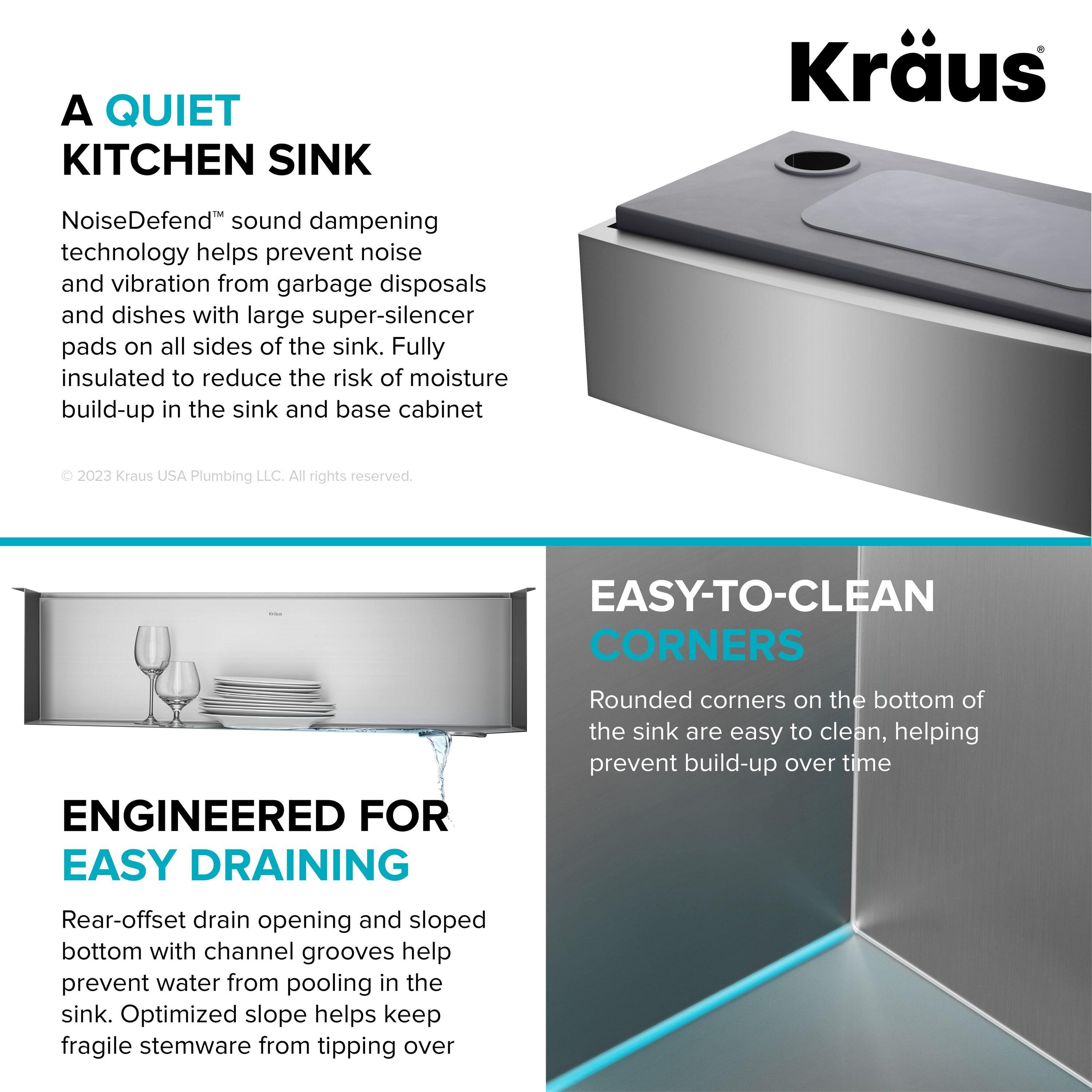 KRAUS Kore™ Workstation 36-inch L 16 Gauge Stainless Steel Single Bowl Farmhouse Kitchen Sink with Accessories