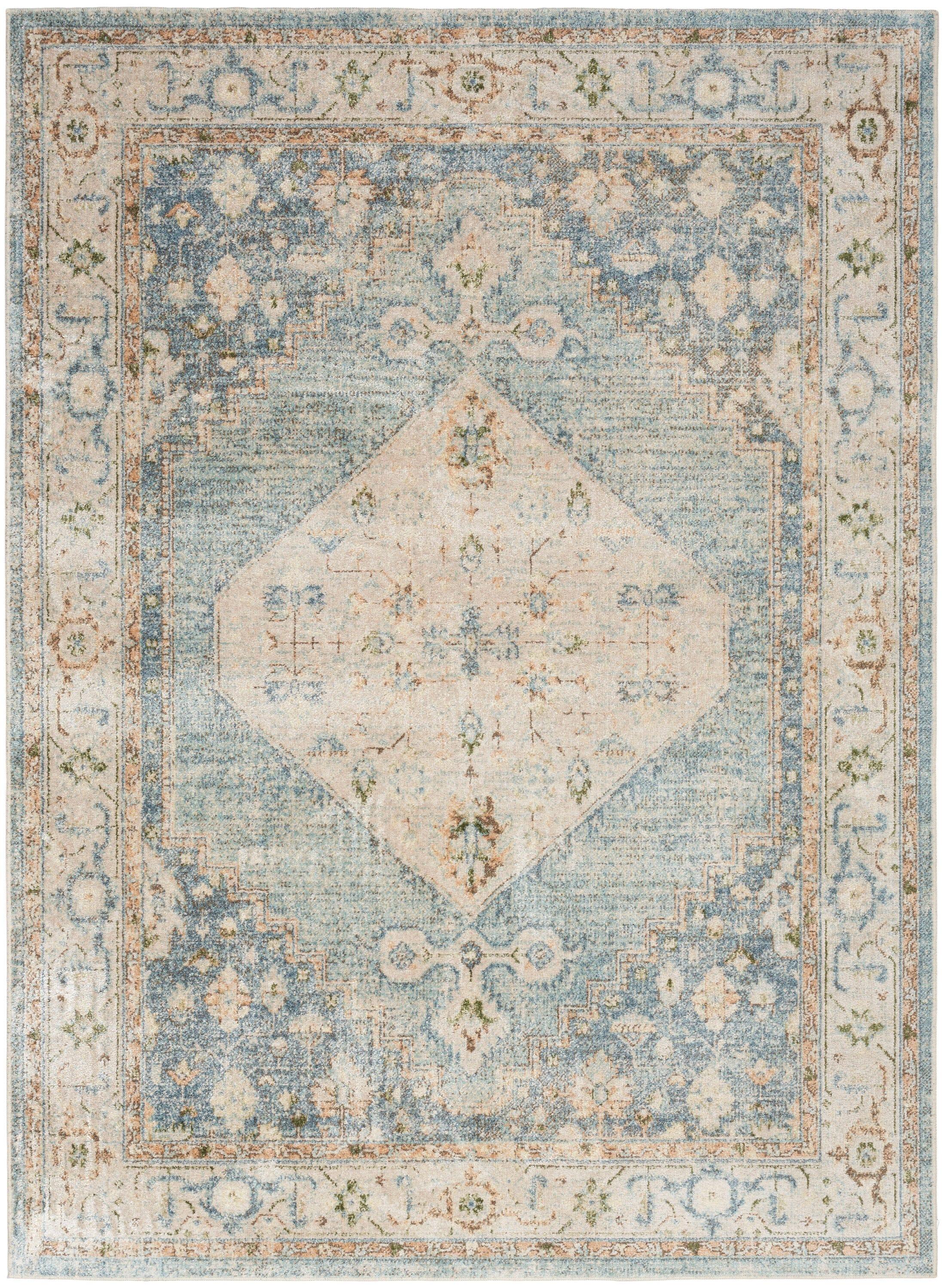 Nourison Astra Machine Washable Vintage Persian Indoor Rug Silver Blue 7'10" x 10'
