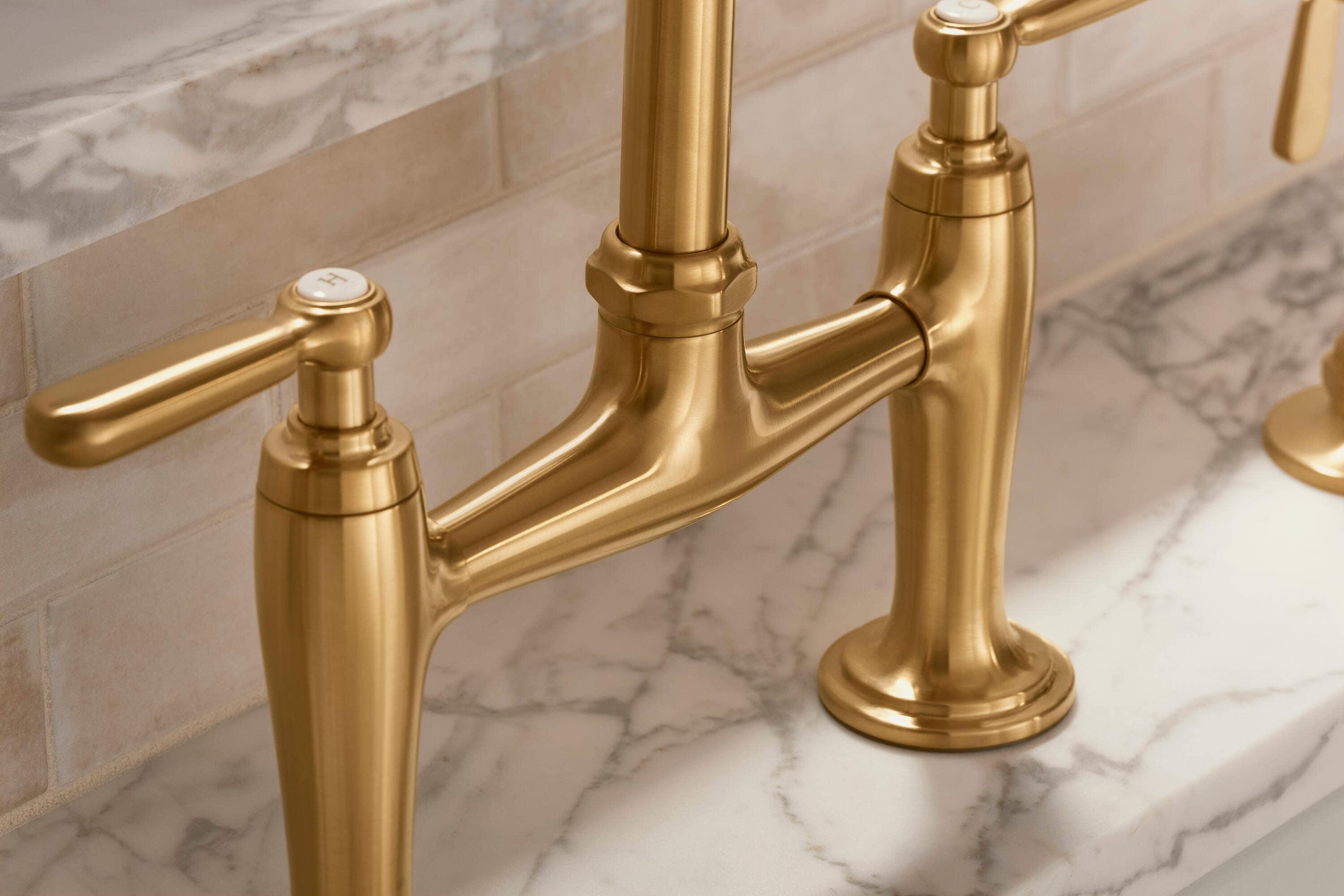 Edalyn by Studio McGee Two-Hole Bridge Kitchen Sink Faucet with Side Sprayer