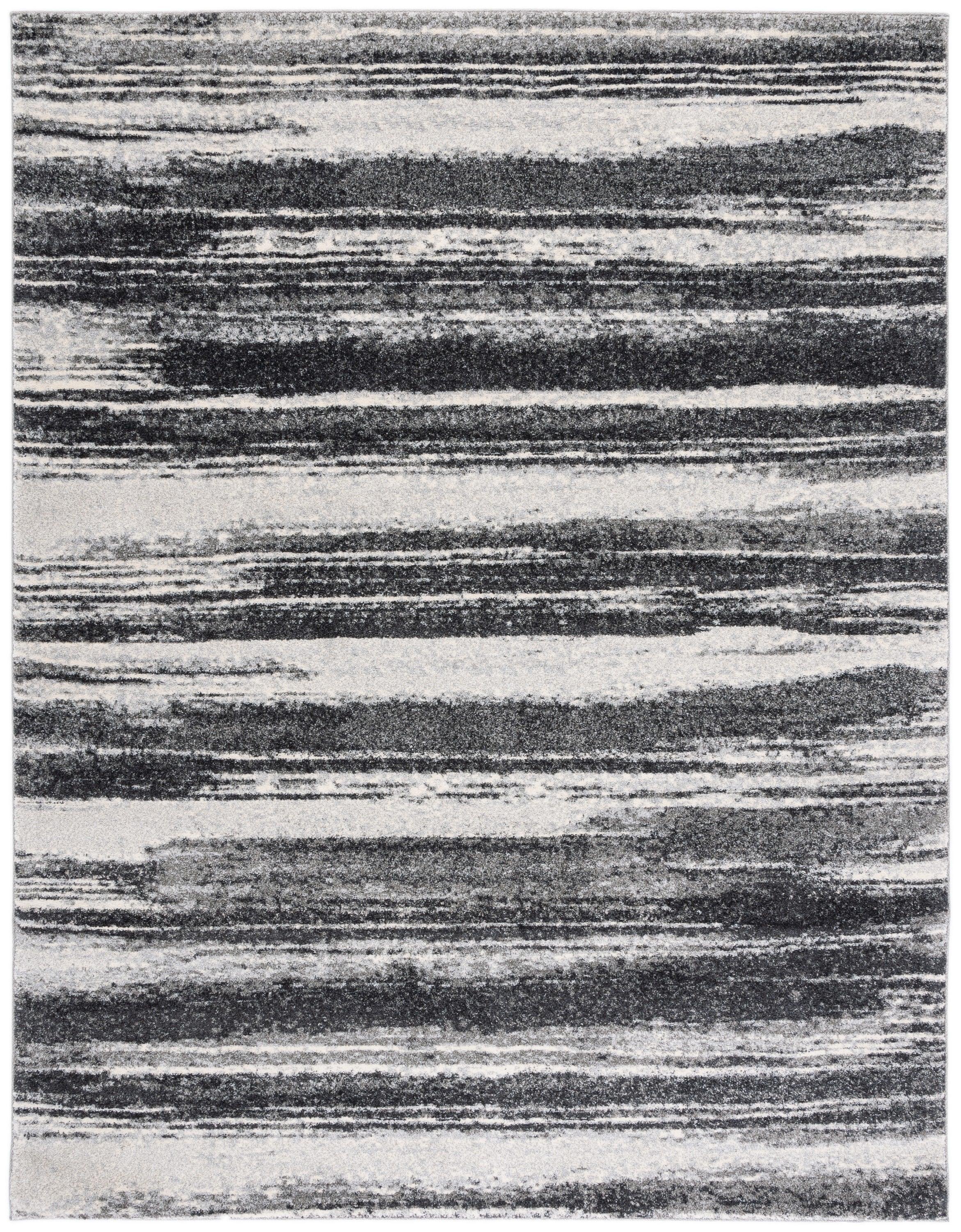 Retro Dark Grey and Light Grey 9' x 12' Shag Area Rug