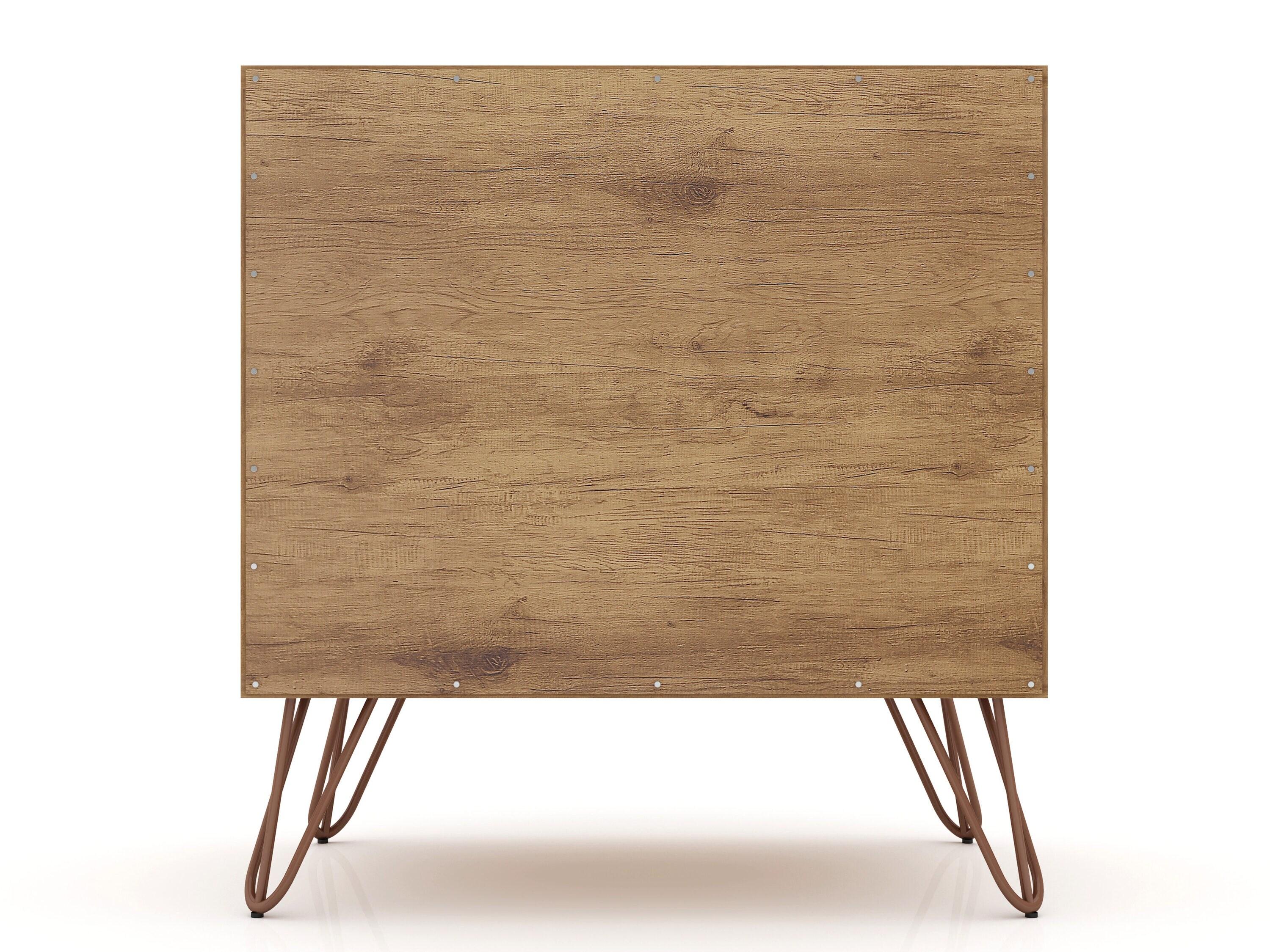 1.0 Rockefeller Nightstand Textured Gray - Manhattan Comfort: Mid-century Design, Metal Legs, Concealed Storage