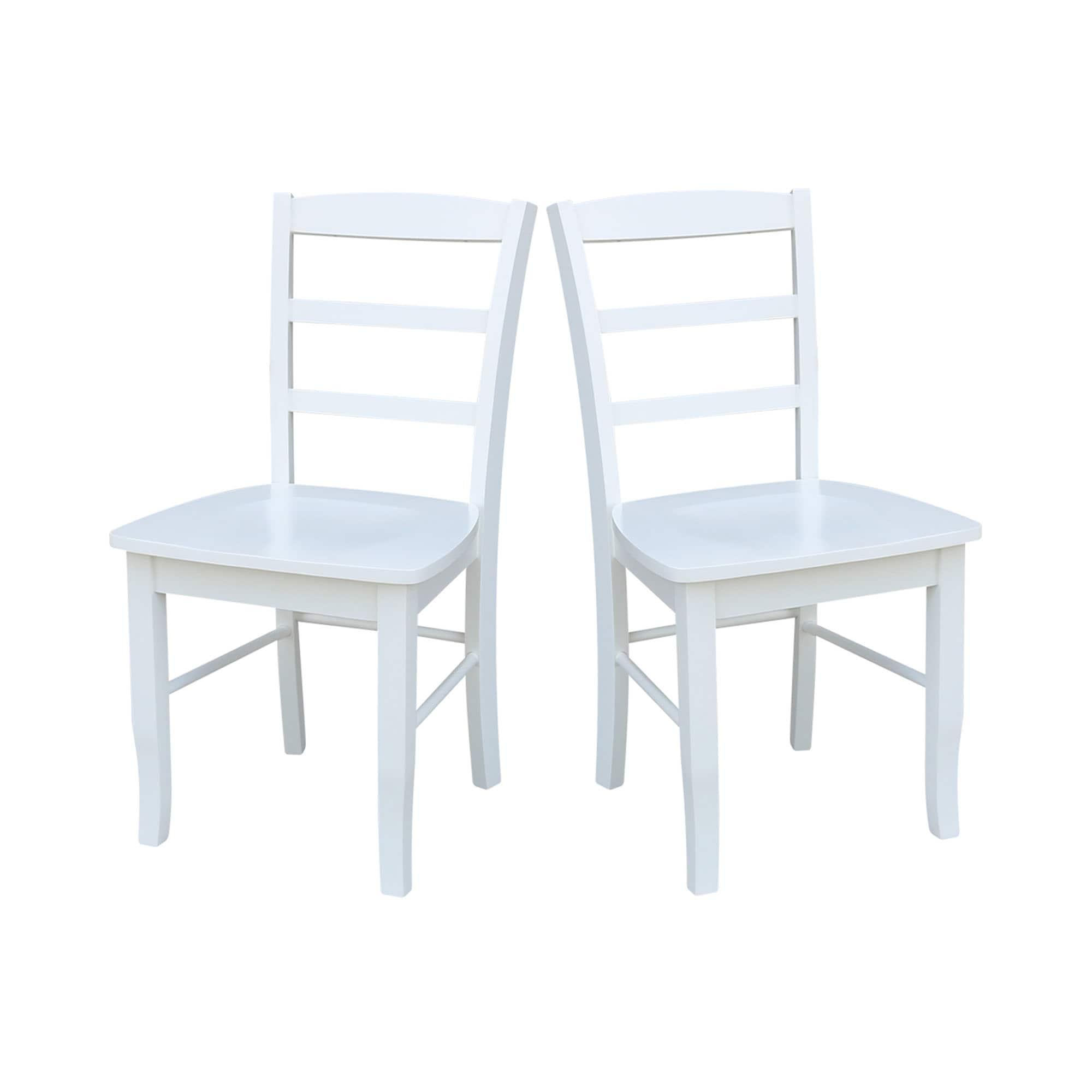 International Concepts Set of Two Madrid Solid Wood Ladderback Chairs in White