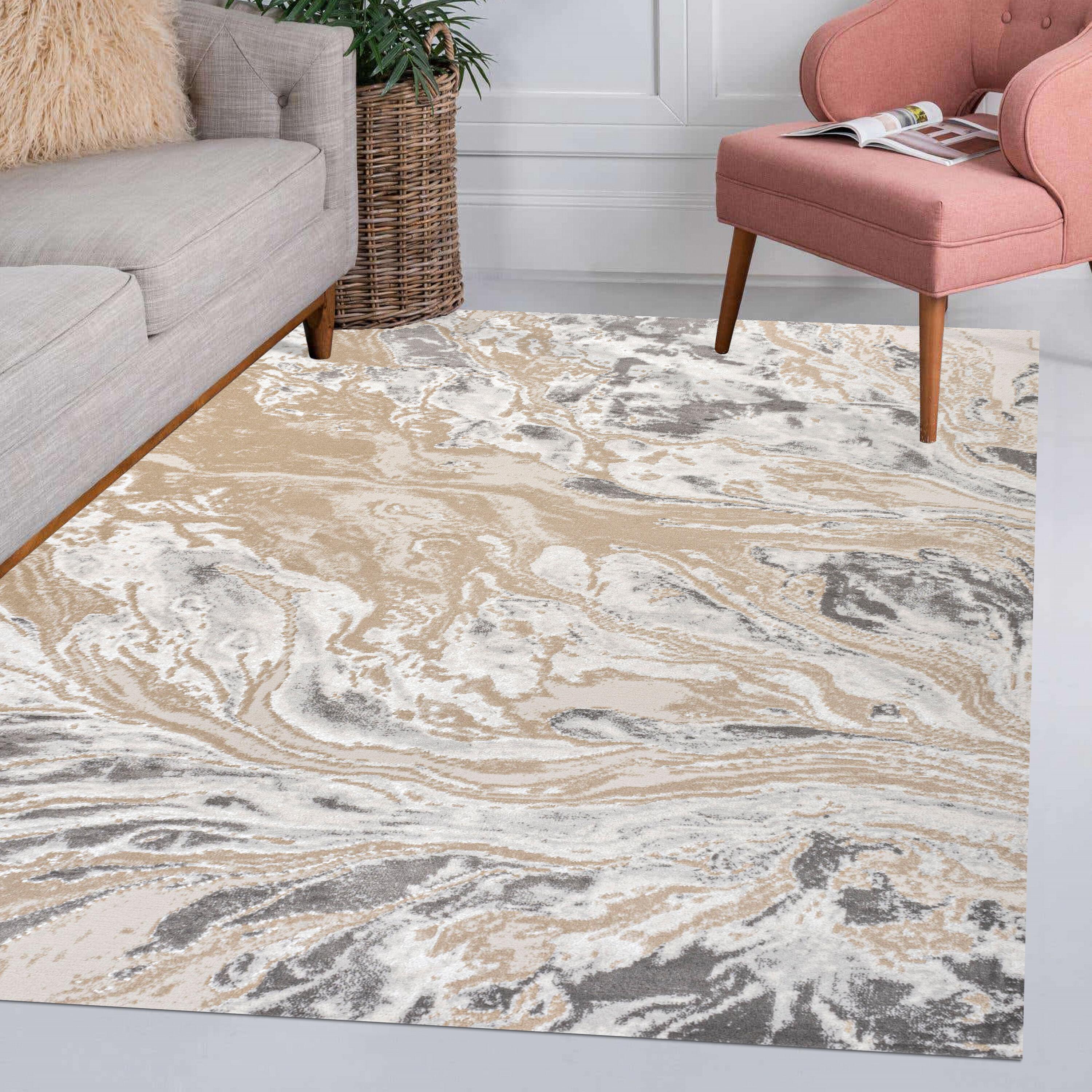 JONATHAN Y Swirl Marbled Abstract Beige/Ivory 8 ft. x 10 ft. Area Rug