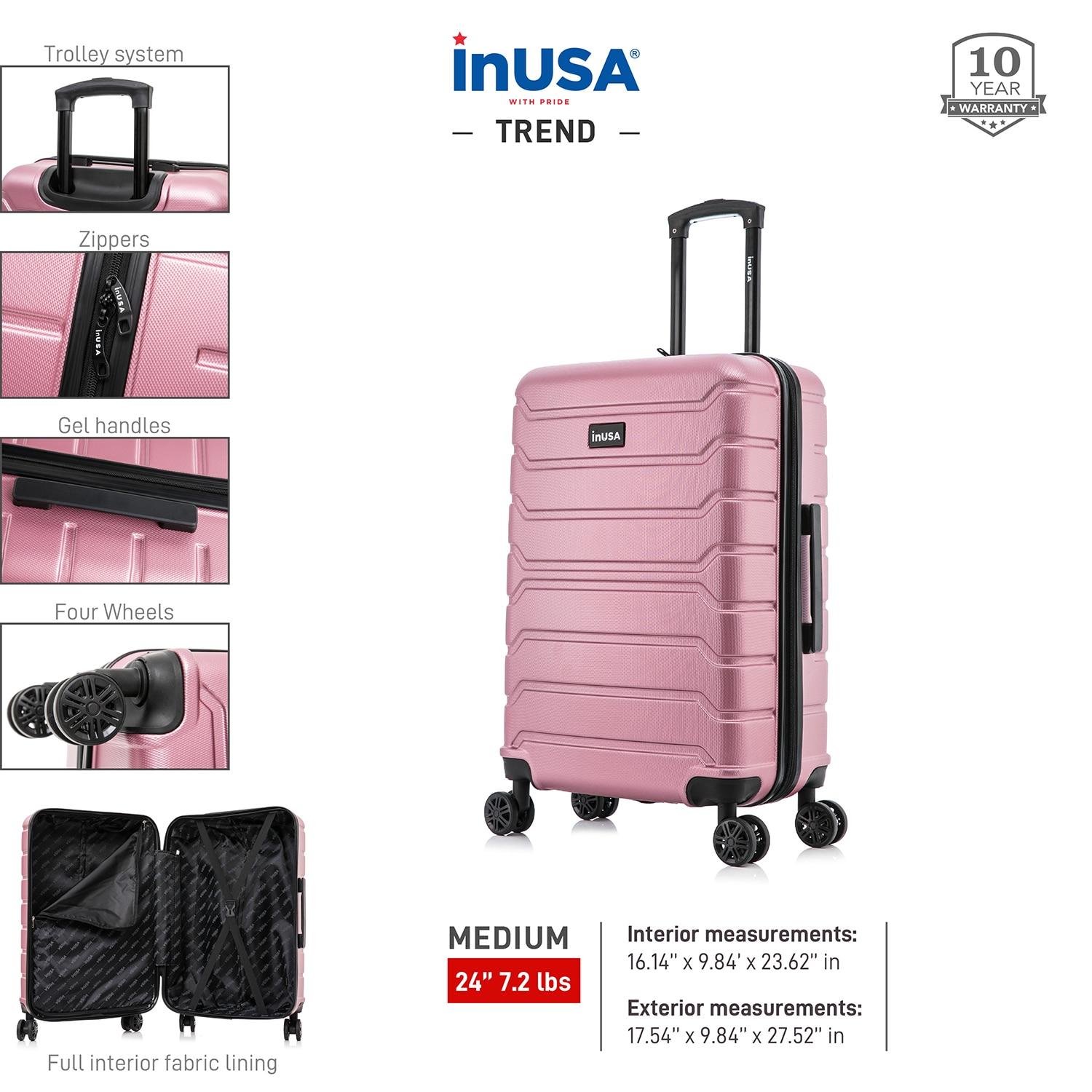 InUSA Trend 24" Hardside Lightweight Luggage with Spinner Wheels, Handle, and Trolley, Rose Gold