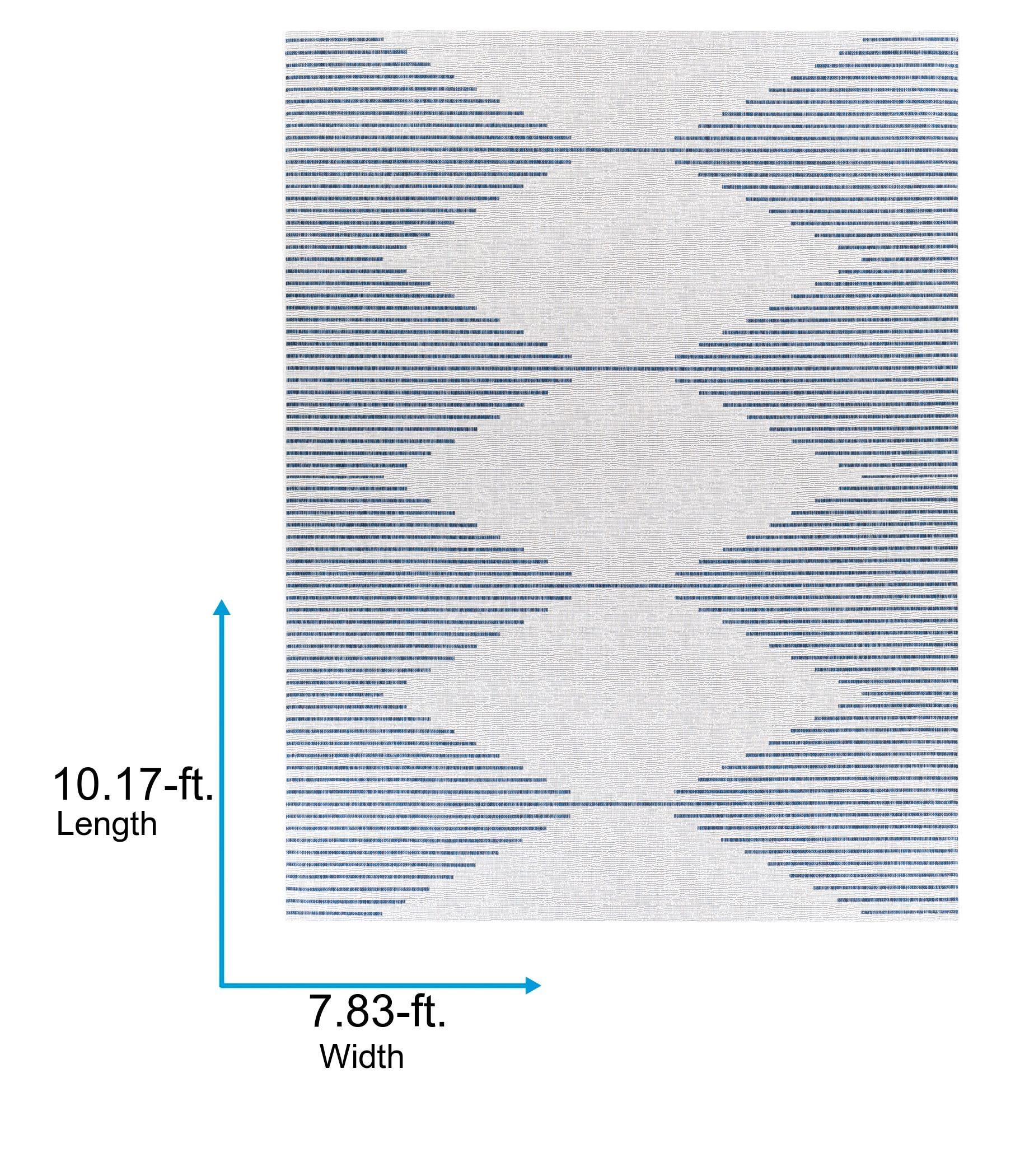 Reversible Blue Synthetic Easy Care Rectangular Rug 8' x 10'
