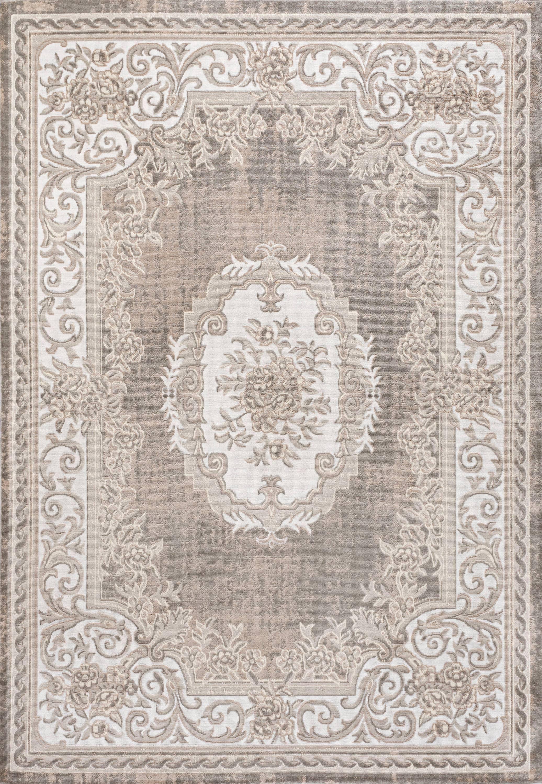 JONATHAN Y Rosalia Cottage Medallion Gray/Ivory 5 ft. x 8 ft. Area Rug