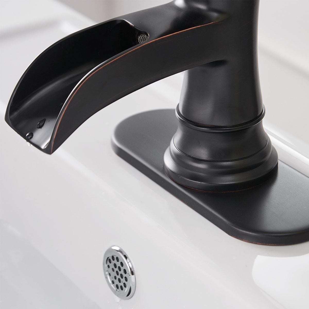 BWE Waterfall Single Hole Single-Handle Low-Arc Bathroom Faucet With Pop-up Drain Assembly