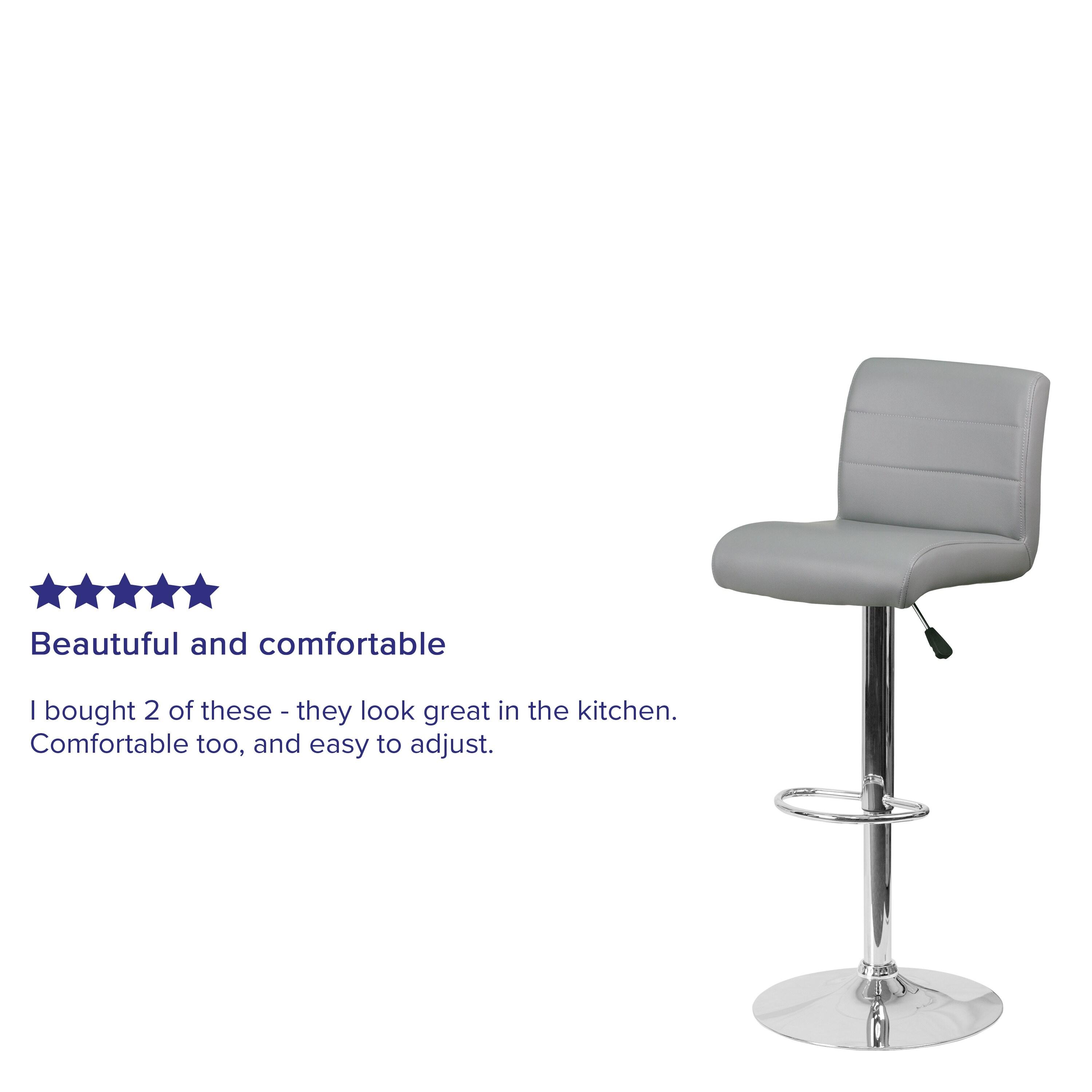 Flash Furniture Contemporary Vinyl Adjustable Height Barstool with Rolled Seat and Chrome Base