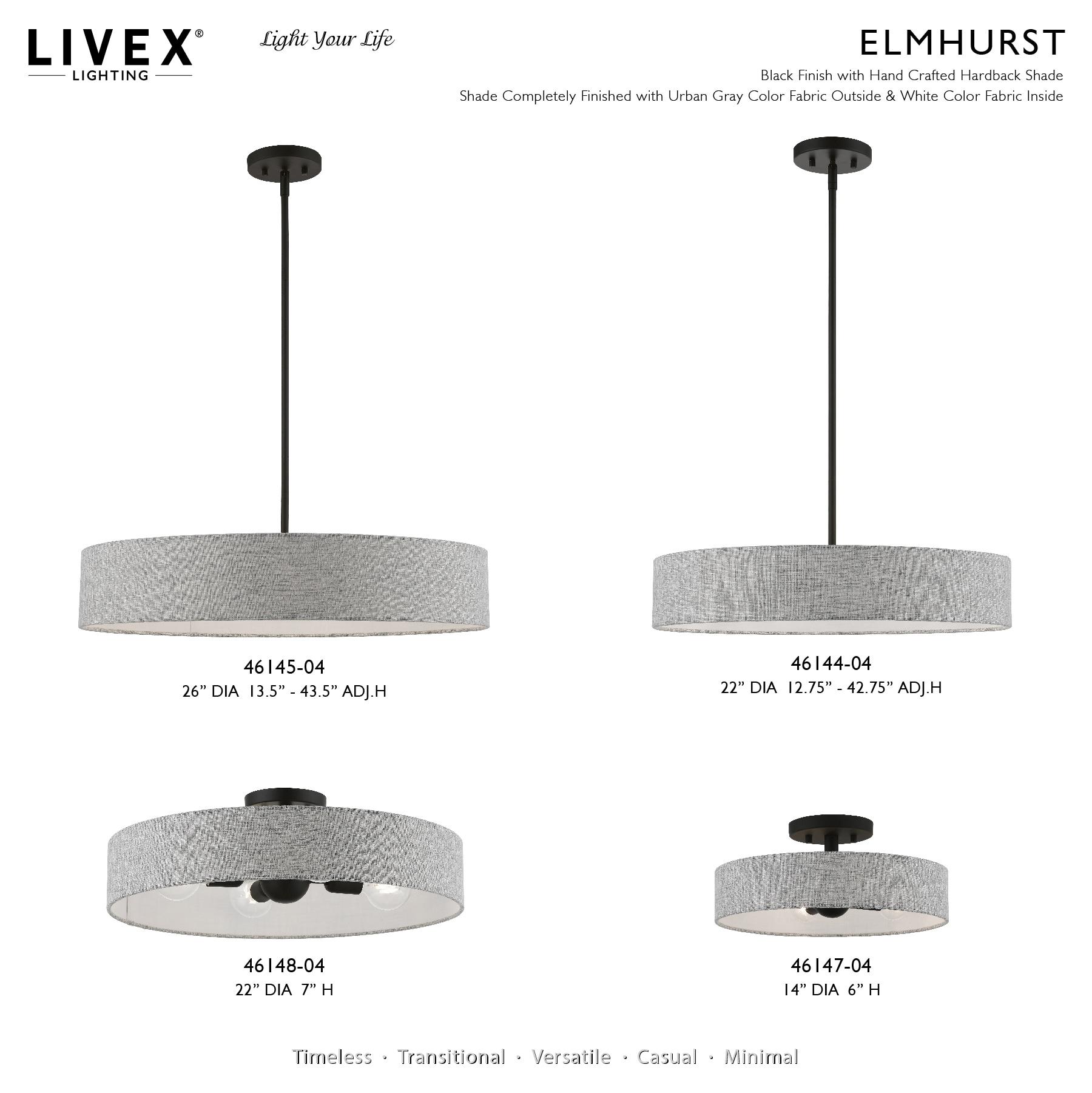 Livex Lighting Elmhurst 4 - Light Semi-Flush Mount in  Black