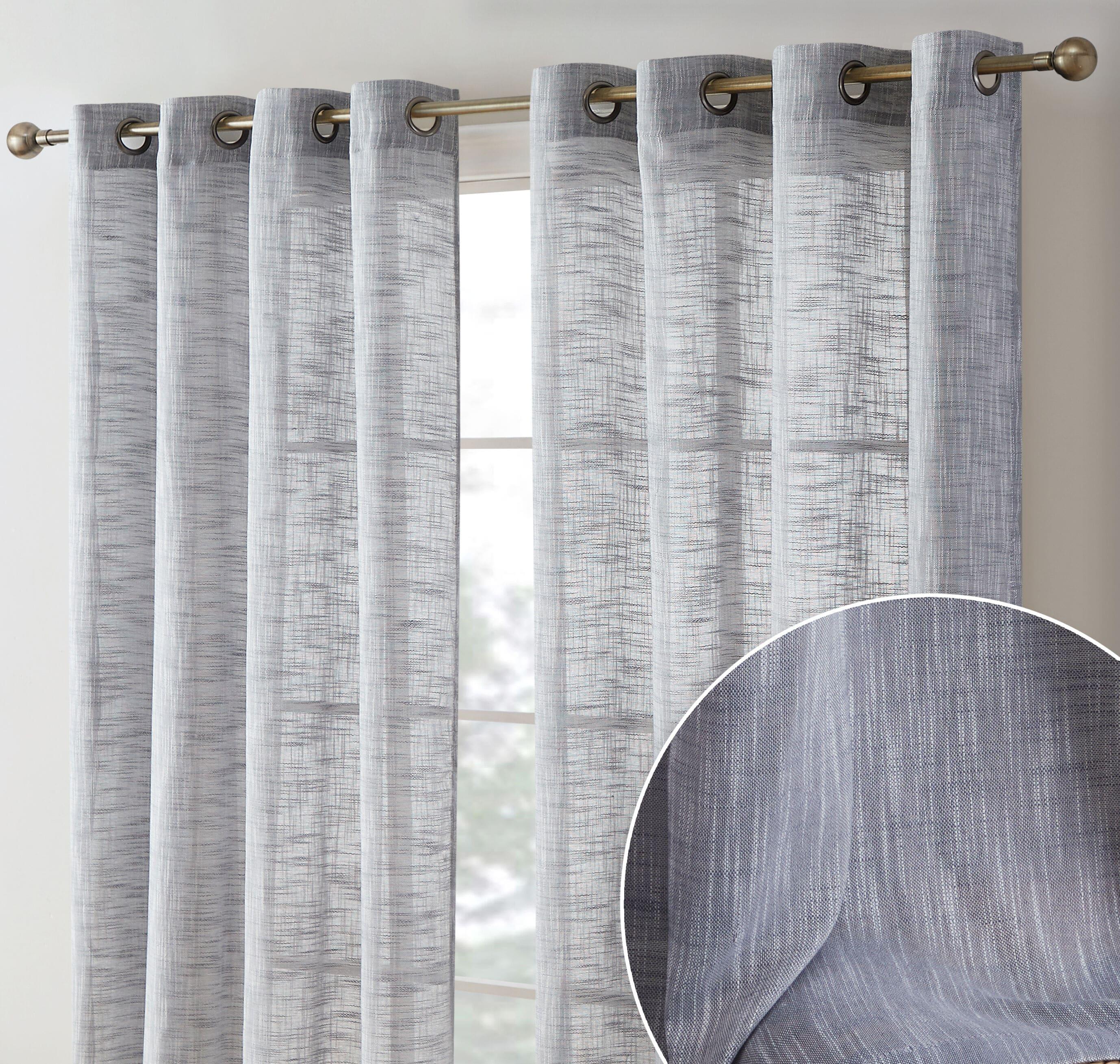 THD Harley Faux Linen Textured Semi Sheer Sun Light Filtering Window Grommet Curtain Panels, 2 Panels