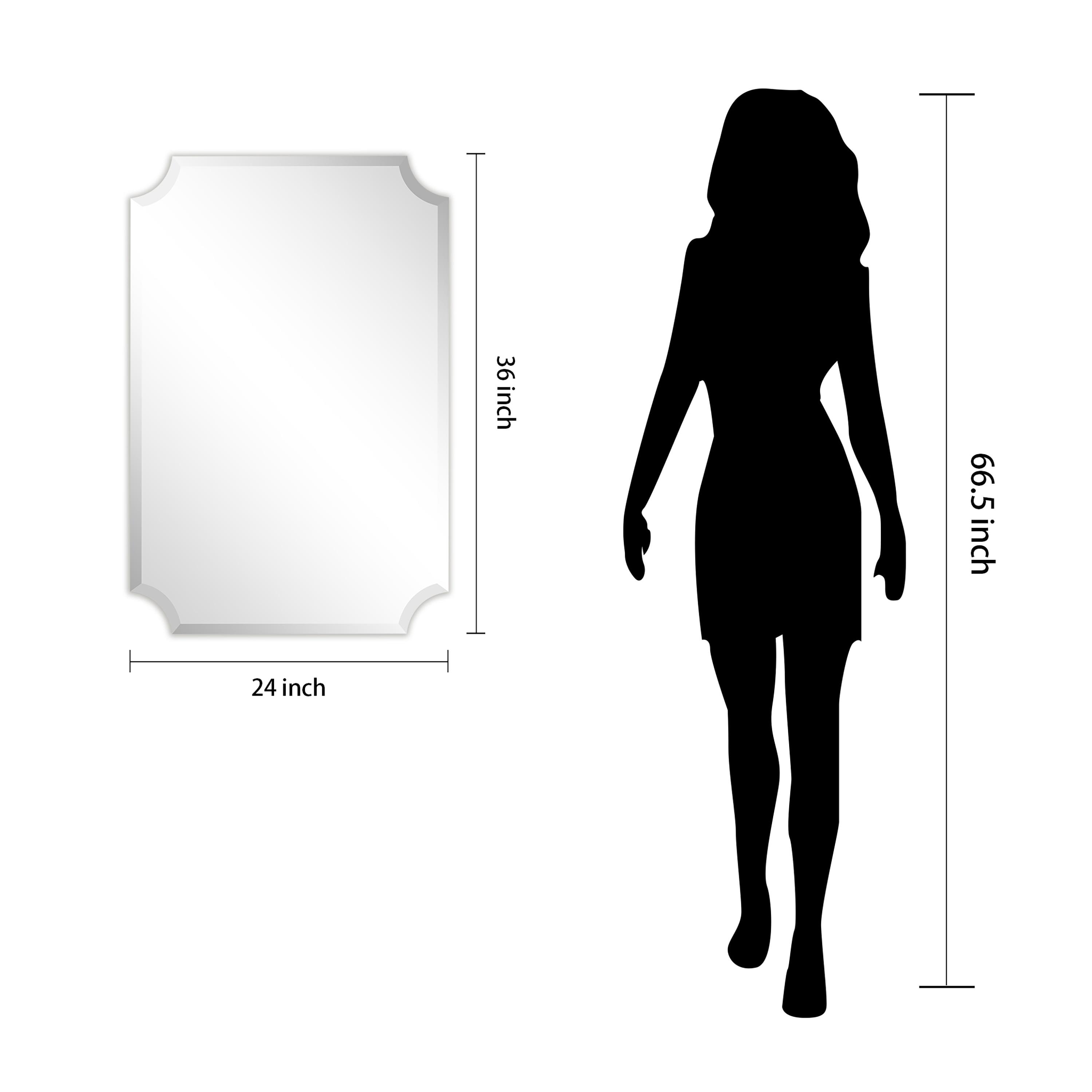 Empire Art Direct Frameless Rectangle Scalloped Beveled Wall Mirror - Clear 24 in. x 0.39 in. x 36 in.