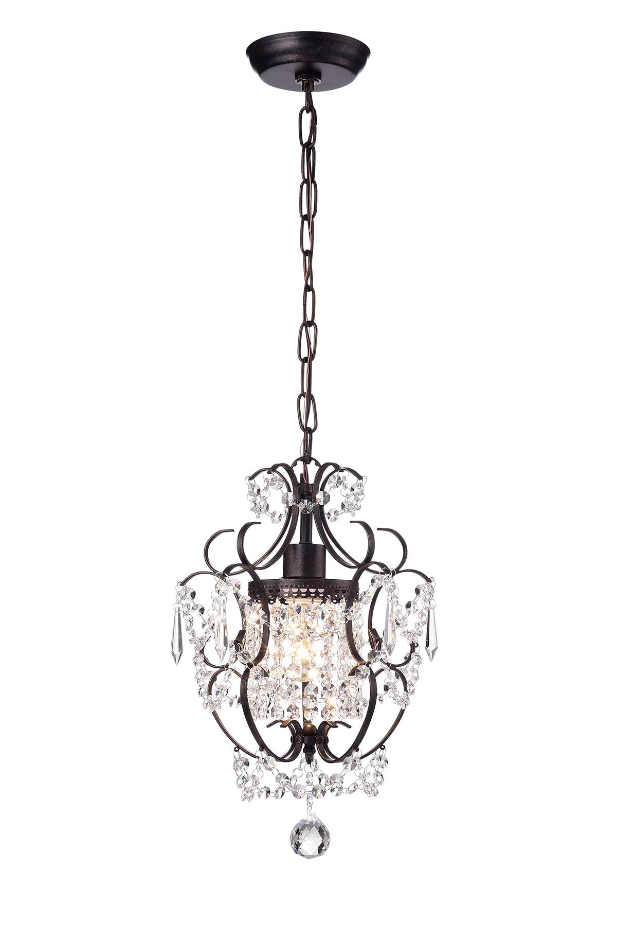 Antique Bronze Mini Crystal Glam Chandelier Pendant