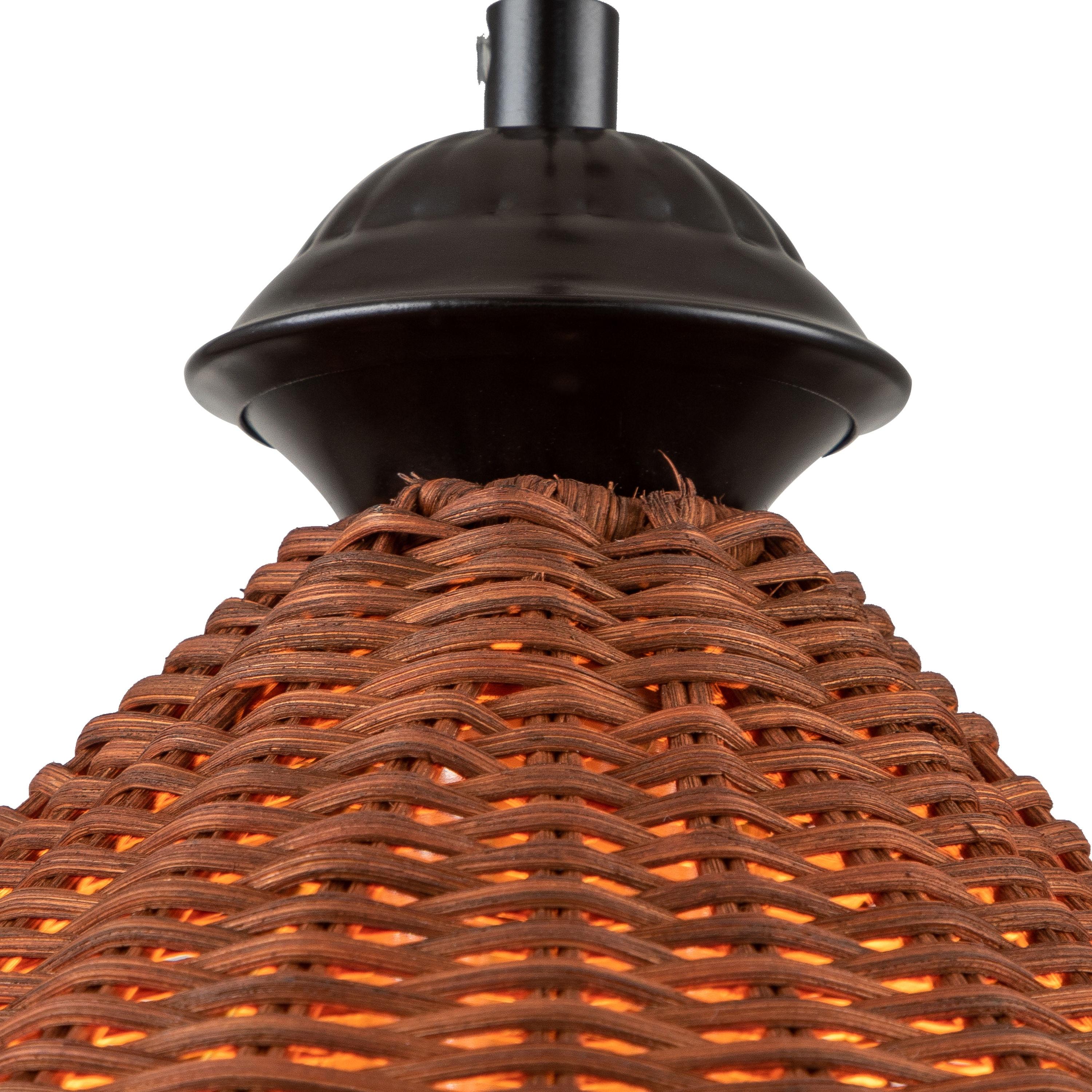 C Cattleya 1-Light Black Finish Naturan Rattan Dome Hanging Pendant Light