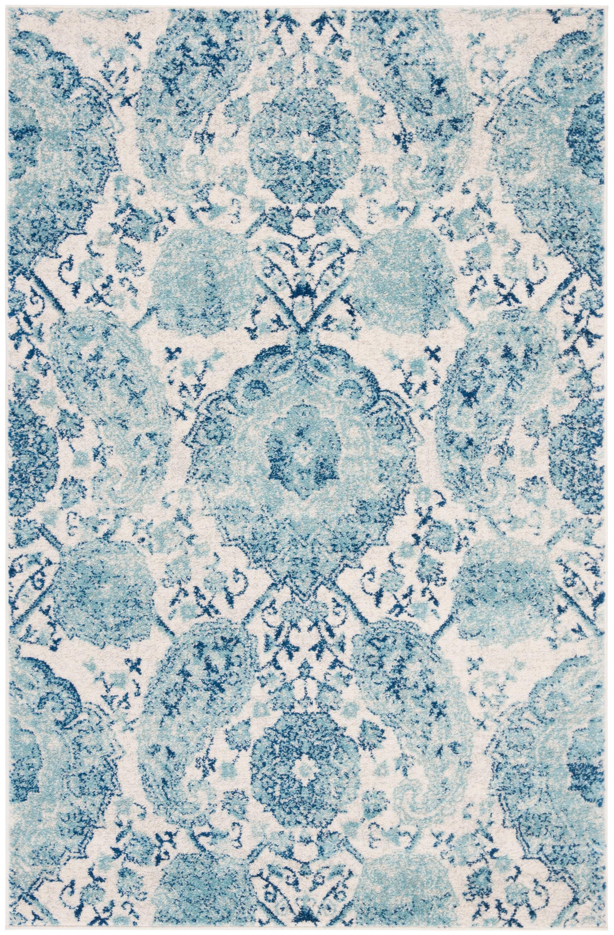 Madison MAD600 Power Loomed Indoor Area Rug - Cream/Turquoise - 4'x6' - Safavieh