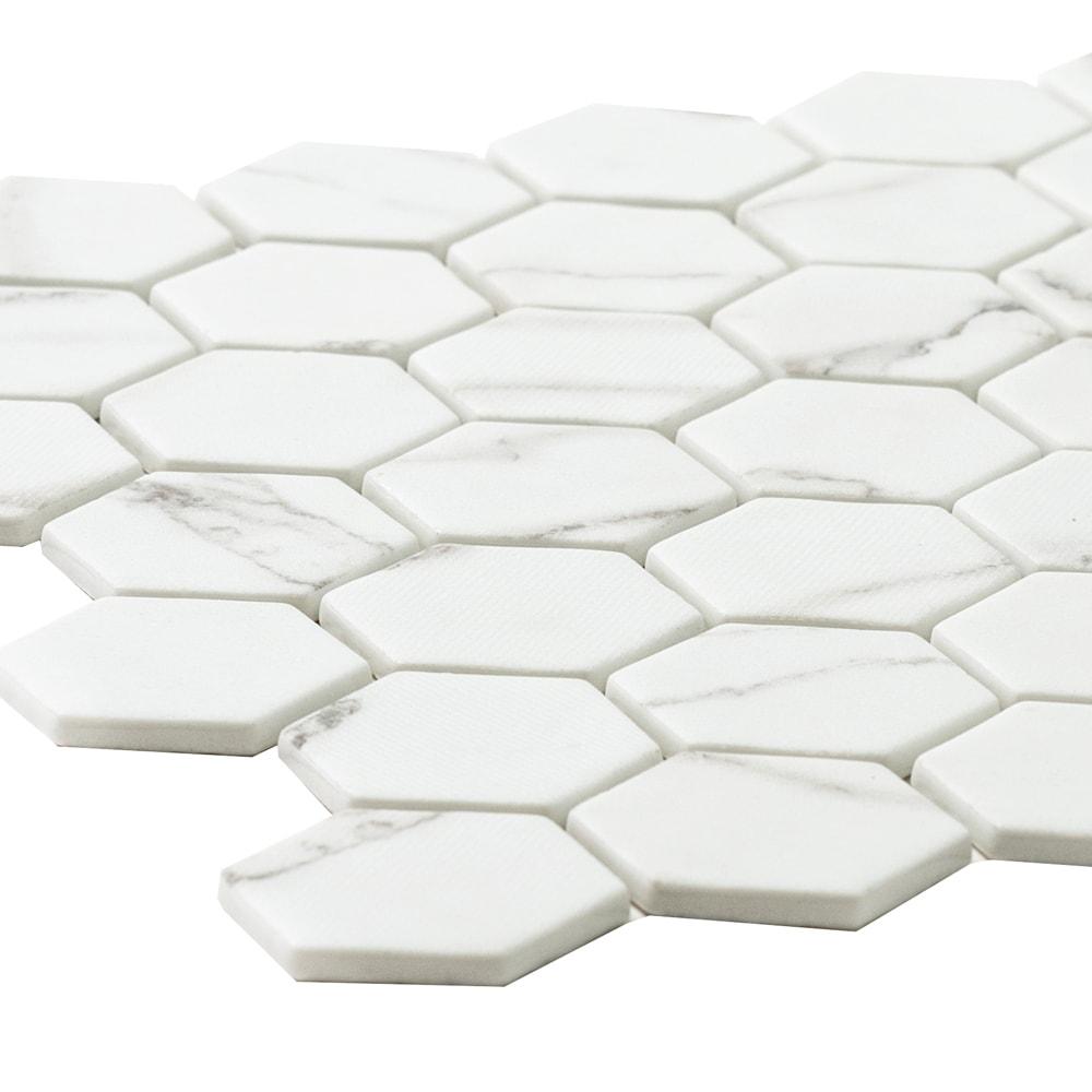 The Tile Life Eterna Big Hex Venato 12x12 Glass Mosaic Wall Tile - 1 Sheet (0.88 Sq. ft.)