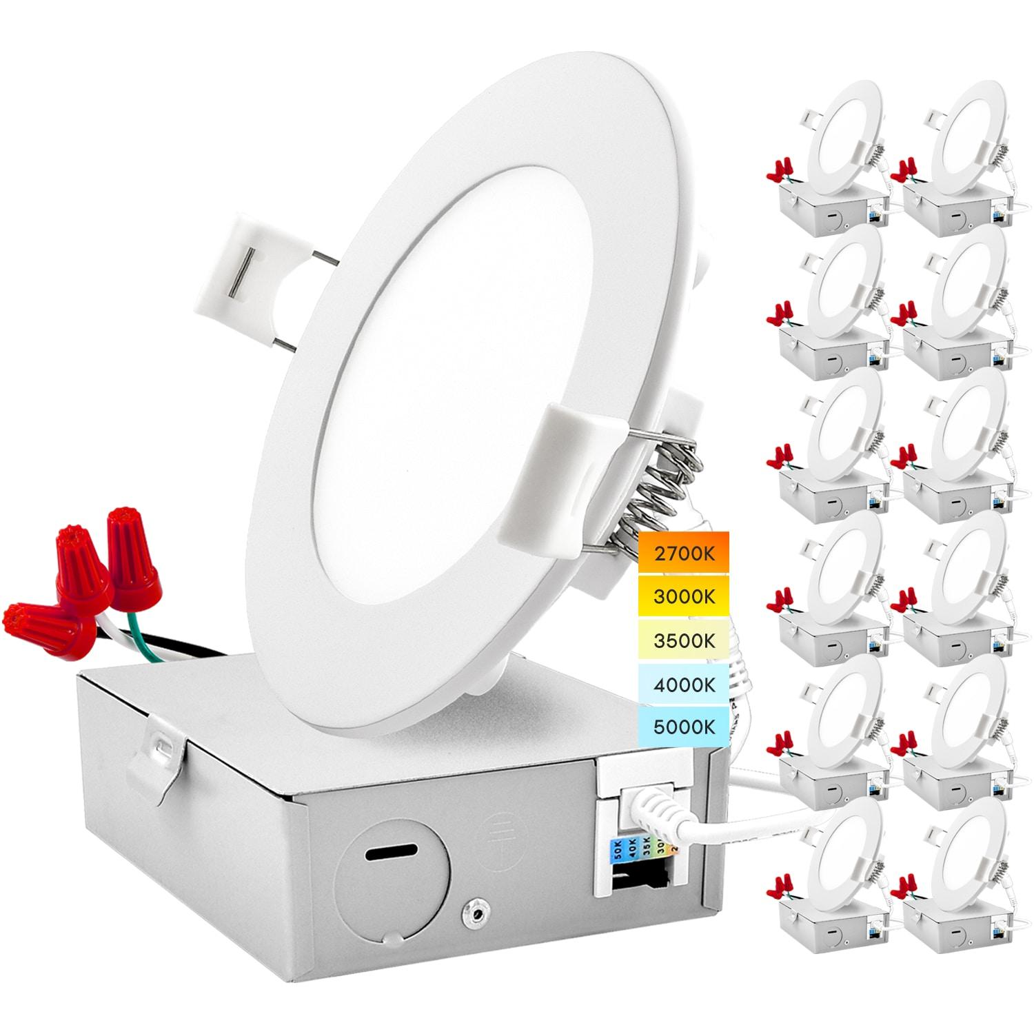 4'' Selectable Color Temperature Dimmable Air-Tight IC Rated LED Canless Recessed Lighting Kit