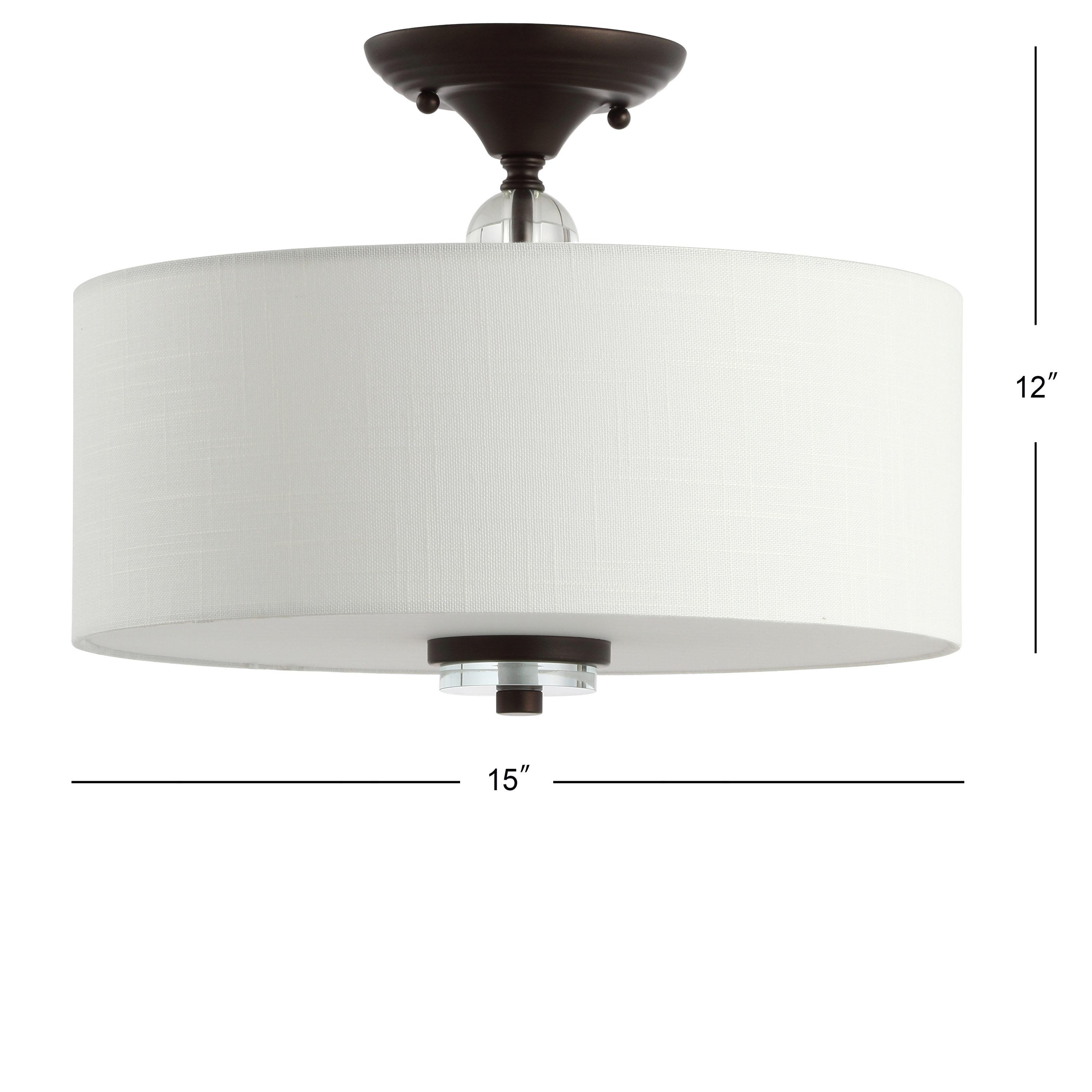 JONATHAN Y JYL9033A Marc 15" Metal/Crystal LED Semi-Flush Mount Contemporary,Traditional,Transitional Dimmable, 2700K Cozy Warm Light, for Kitchen,Hallway,Bathroom,Stairwell, OilRubbedBronze/White