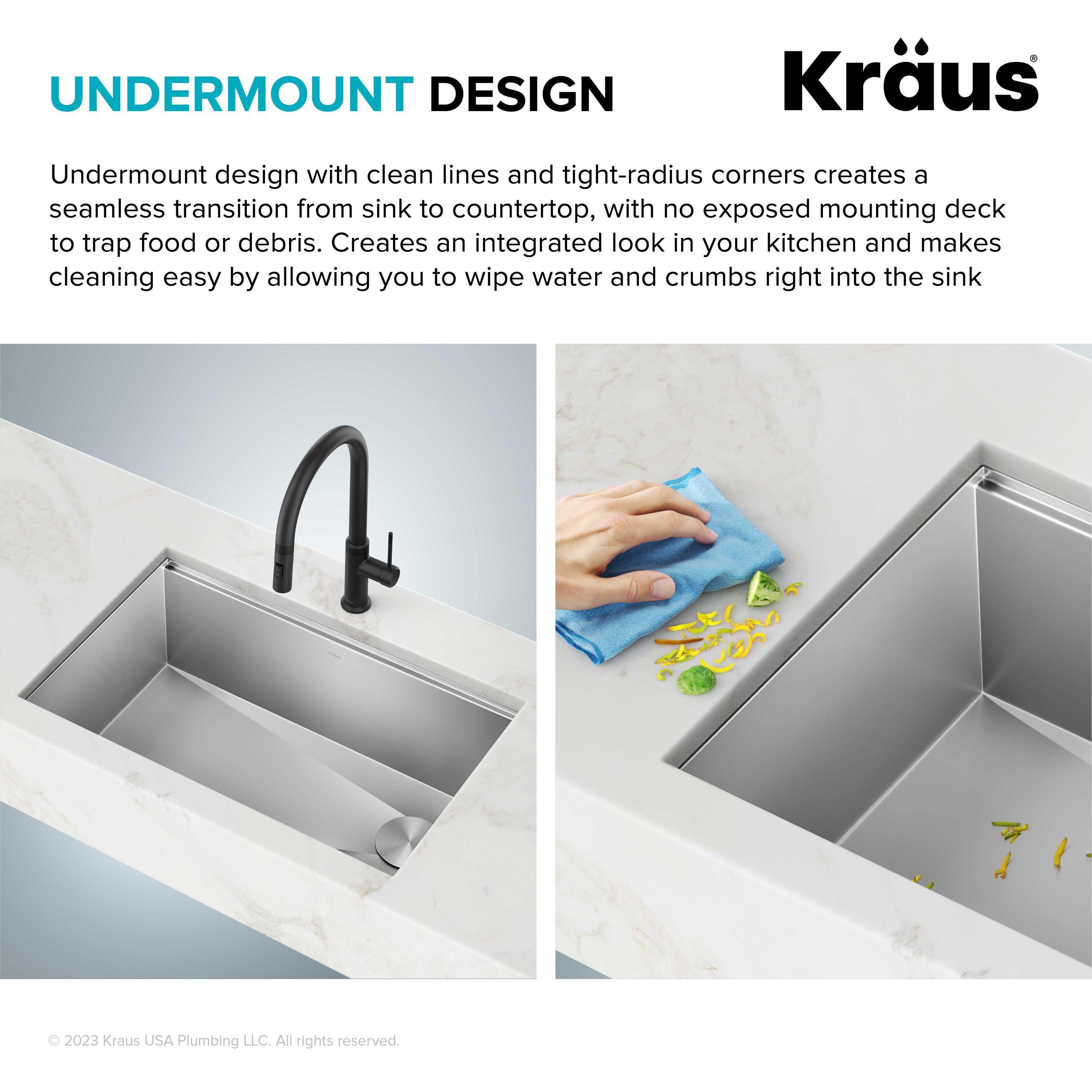 KRAUS® Kore 32" Undermount Workstation 16 Gauge Single Bowl Stainless Steel Kitchen Sink with Accessories