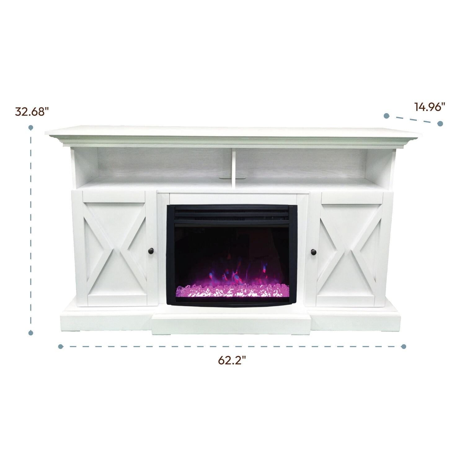 Cambridge Cambridge Summit 62-In. Farmhouse Fireplace TV Stand with Crystal Rocks Display