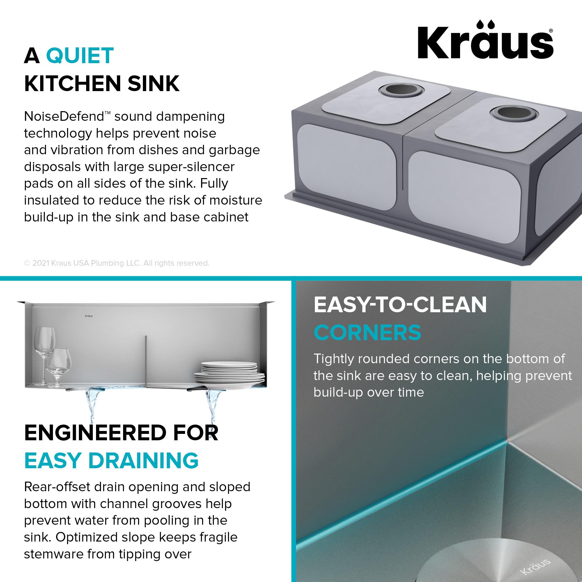 Kraus KRAUS Kore™ 30" L Undermount Workstation 16 Gauge Stainless Steel Double Bowl Kitchen Sink KWU112-30