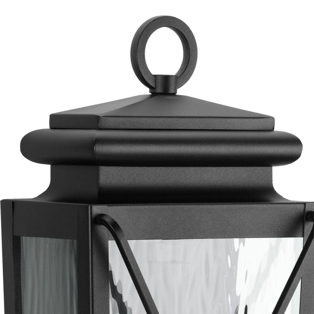 Progress Lighting Wakeford 1-Light Outdoor Textured Black Wall Lantern with Water Glass Shade