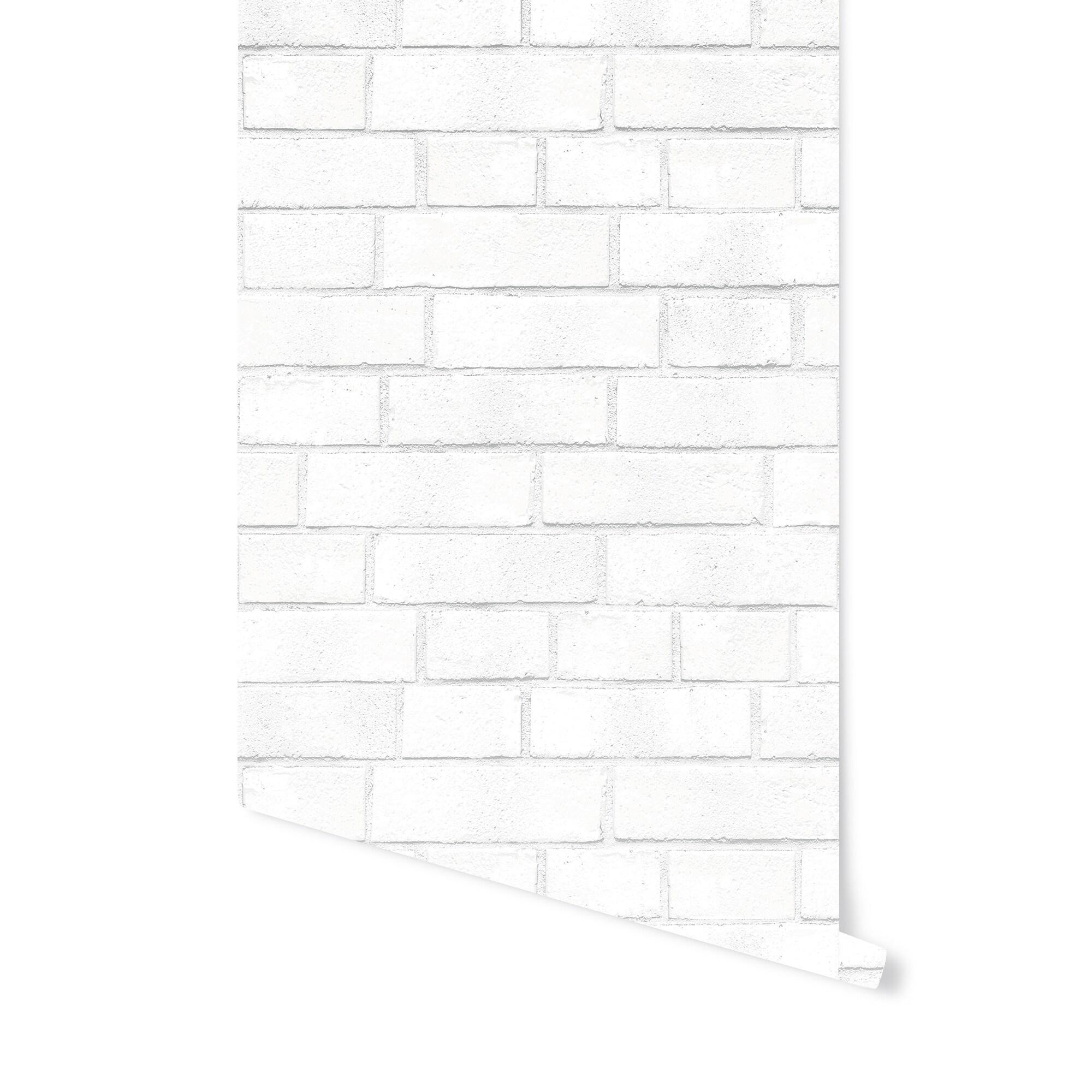 Tempaper Textured Faux Brick White Peel and Stick Wallpaper, 20.5" x 16.5'