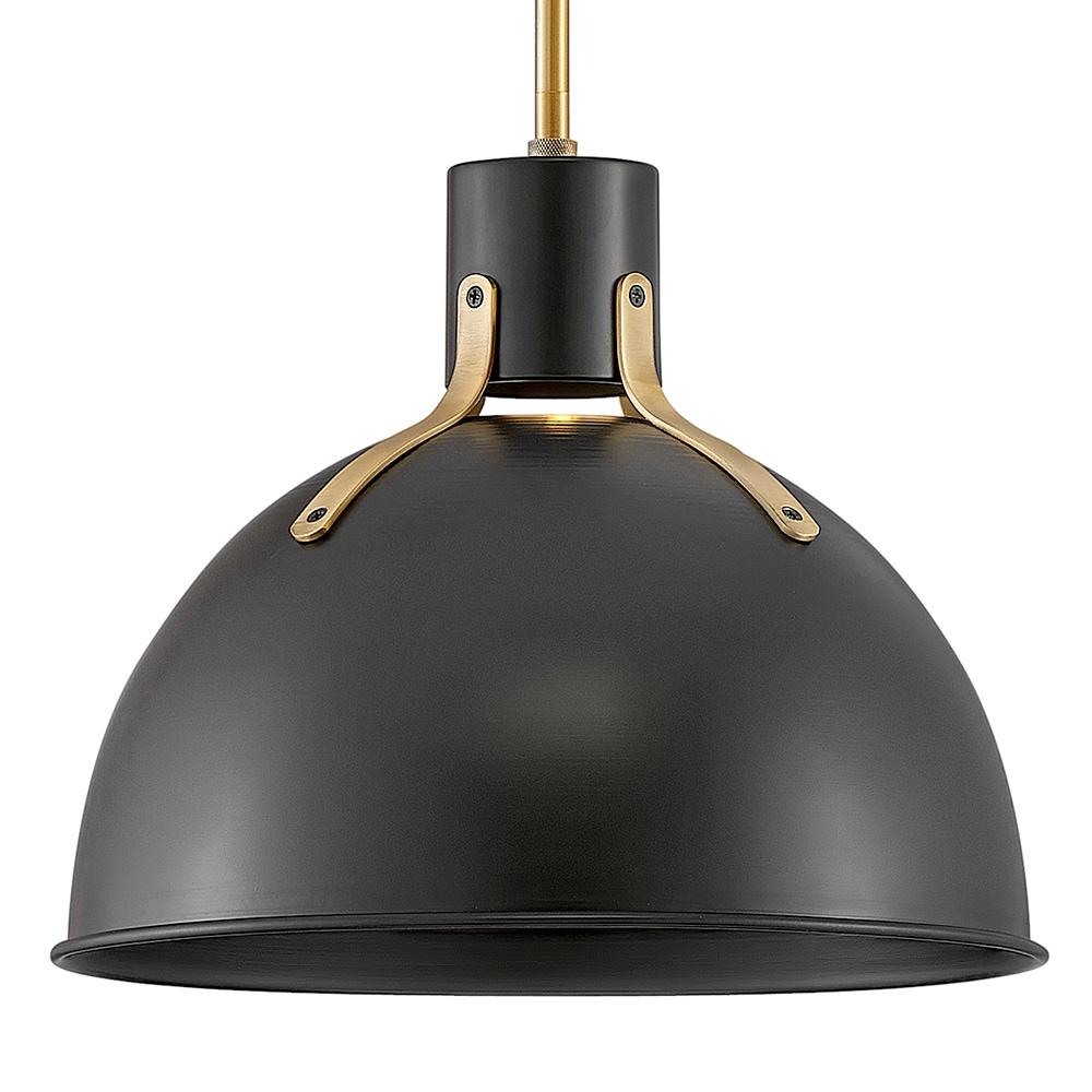 Satin Black 14" Bowl LED Pendant with Adjustable Height