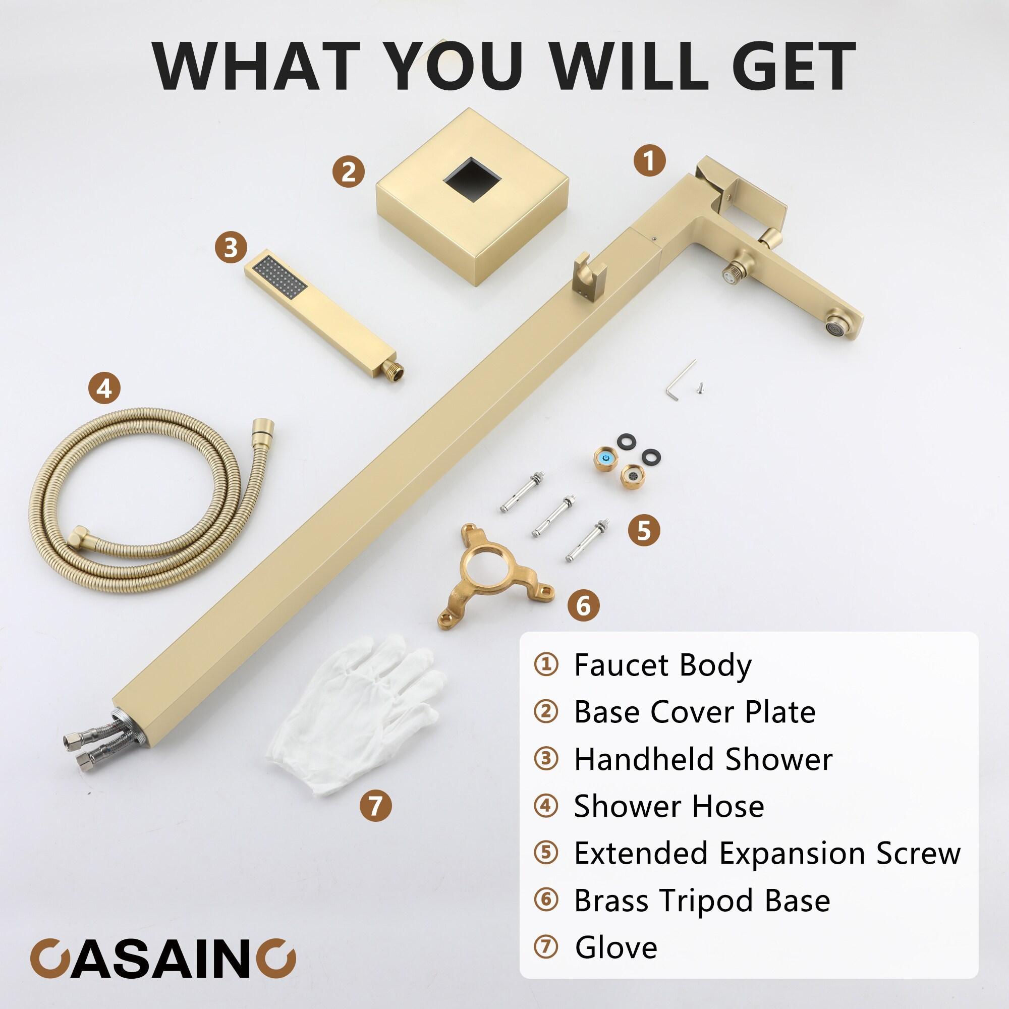 mondawe Single Handle Floor Mounted Freestanding Tub Filler with Diverter MDLT0055-BG