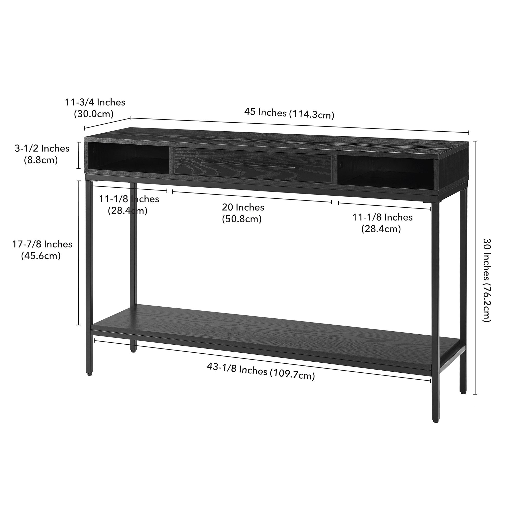 Henn&Hart 45" Blackened Bronze/Black Grain Console Table