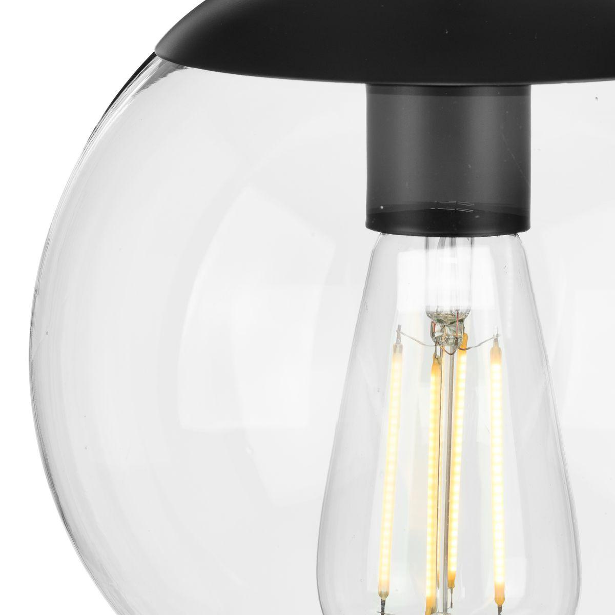 Progress Lighting, Atwell Collection, 1-Light, Pendant Light, Matte Black, Glass Globe Shade