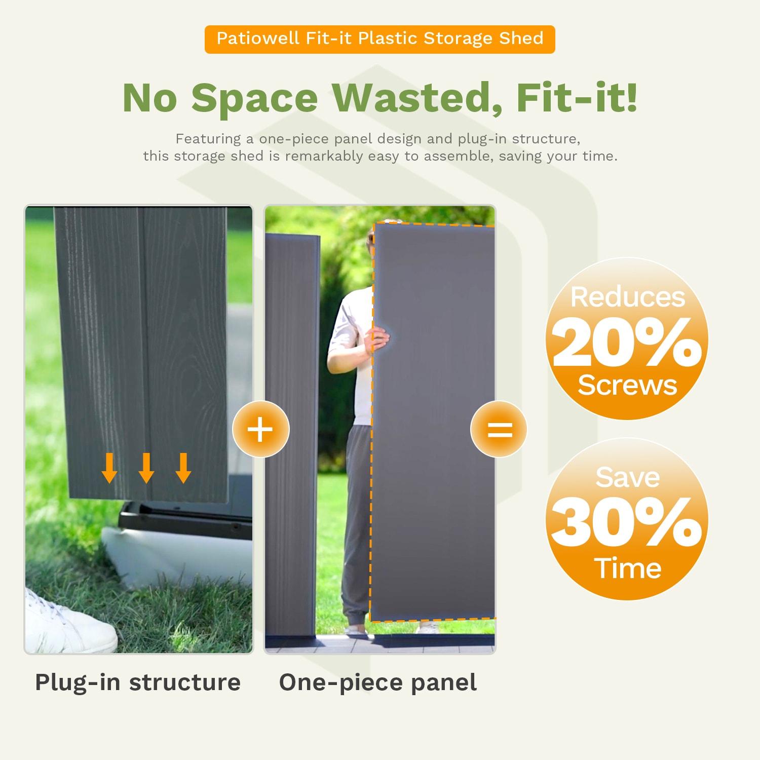 Patiowell 4 ft. W x 6 ft. D Plastic Storage Shed with Floor, Resin Shed with Window and Lockable Door