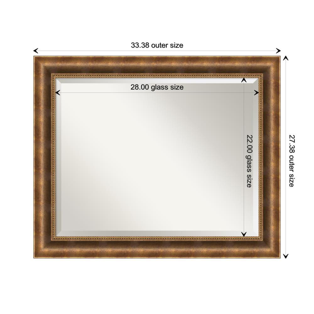 Amanti Art Beveled Wood Wall Mirror - Manhattan Bronze Frame - Outer Size: 33 x 27 in