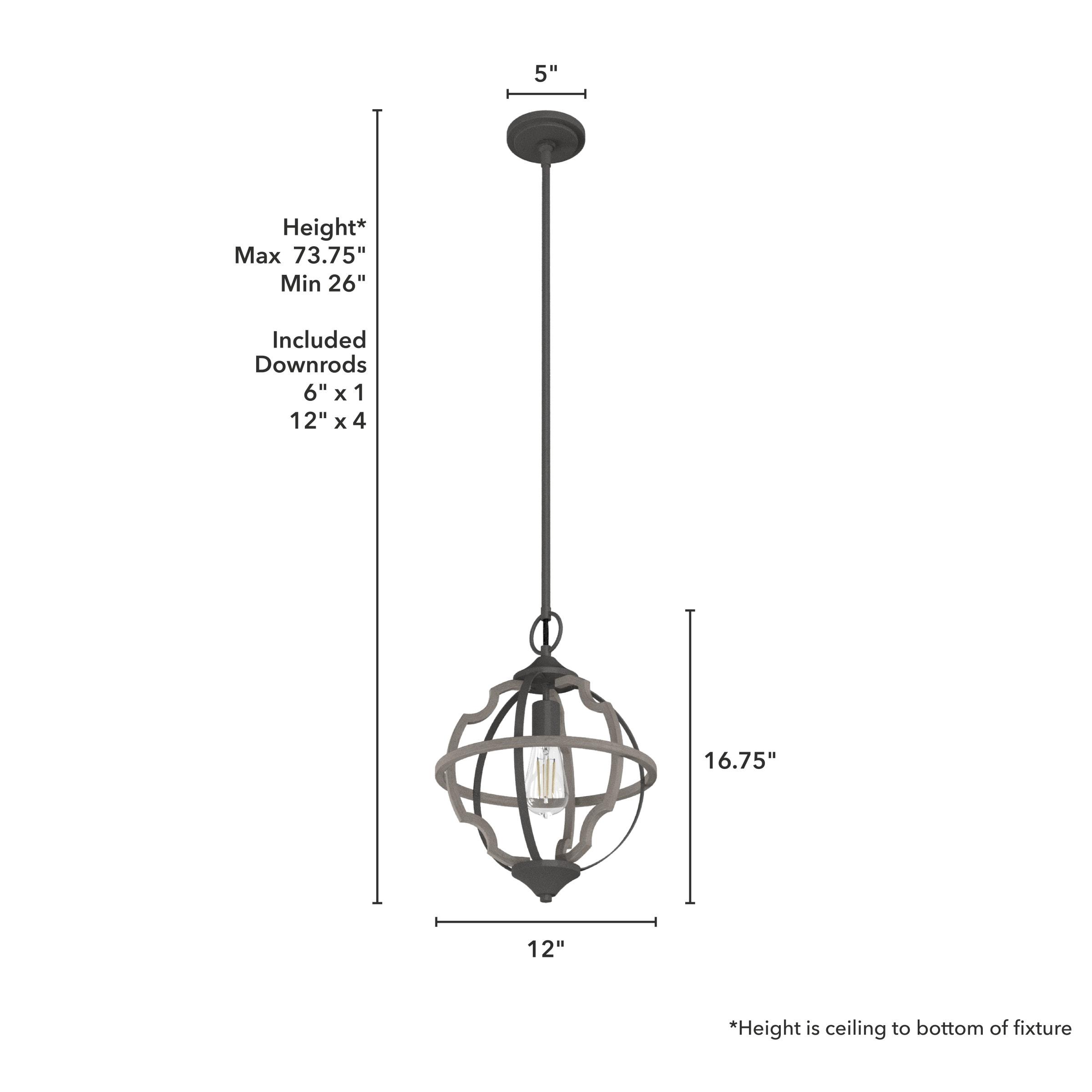 Hunter - Stone Creek 1-light Noble Bronze, Medium Size Pendant Light, Dimmable, Rustic Style, Sphere Shaped, for Bedrooms, Kitchens, Dining, Living Rooms - 19222
