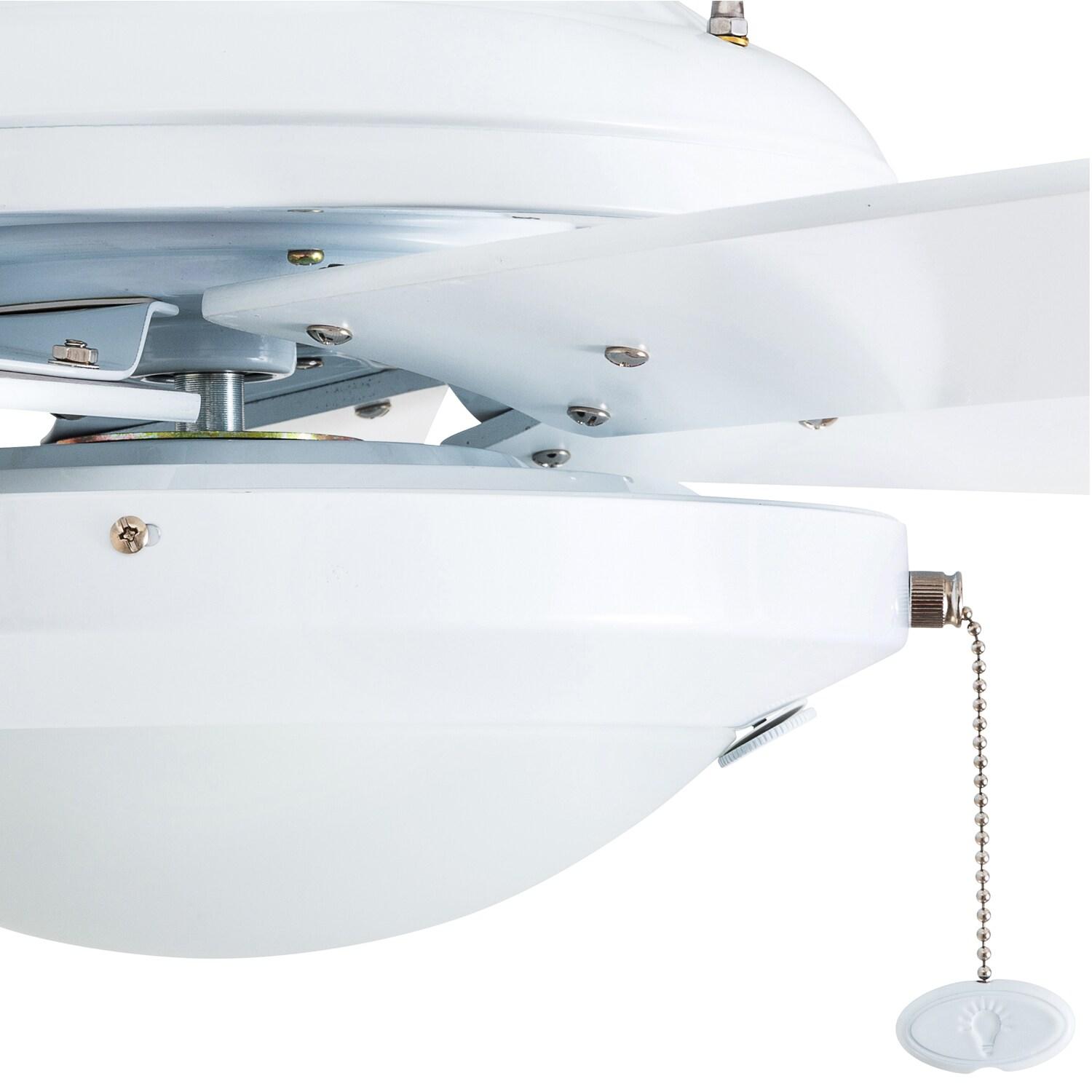 Prominence Home Bolivar 52" White Ceiling Fan with 5 Blades, Integrated LED Light Kit, Pull Chains & Reverse Airflow