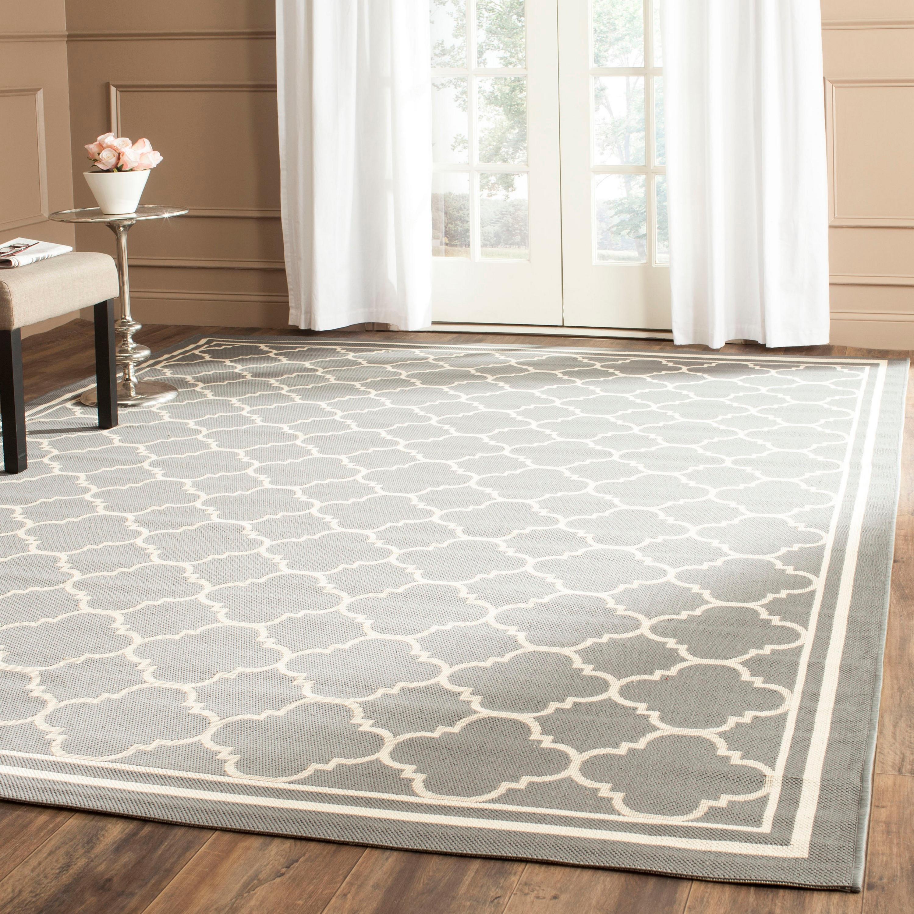 Courtyard CY6918 Power Loomed Indoor/Outdoor Area Rug - Anthracite/Beige - 4'x4' - Safavieh.