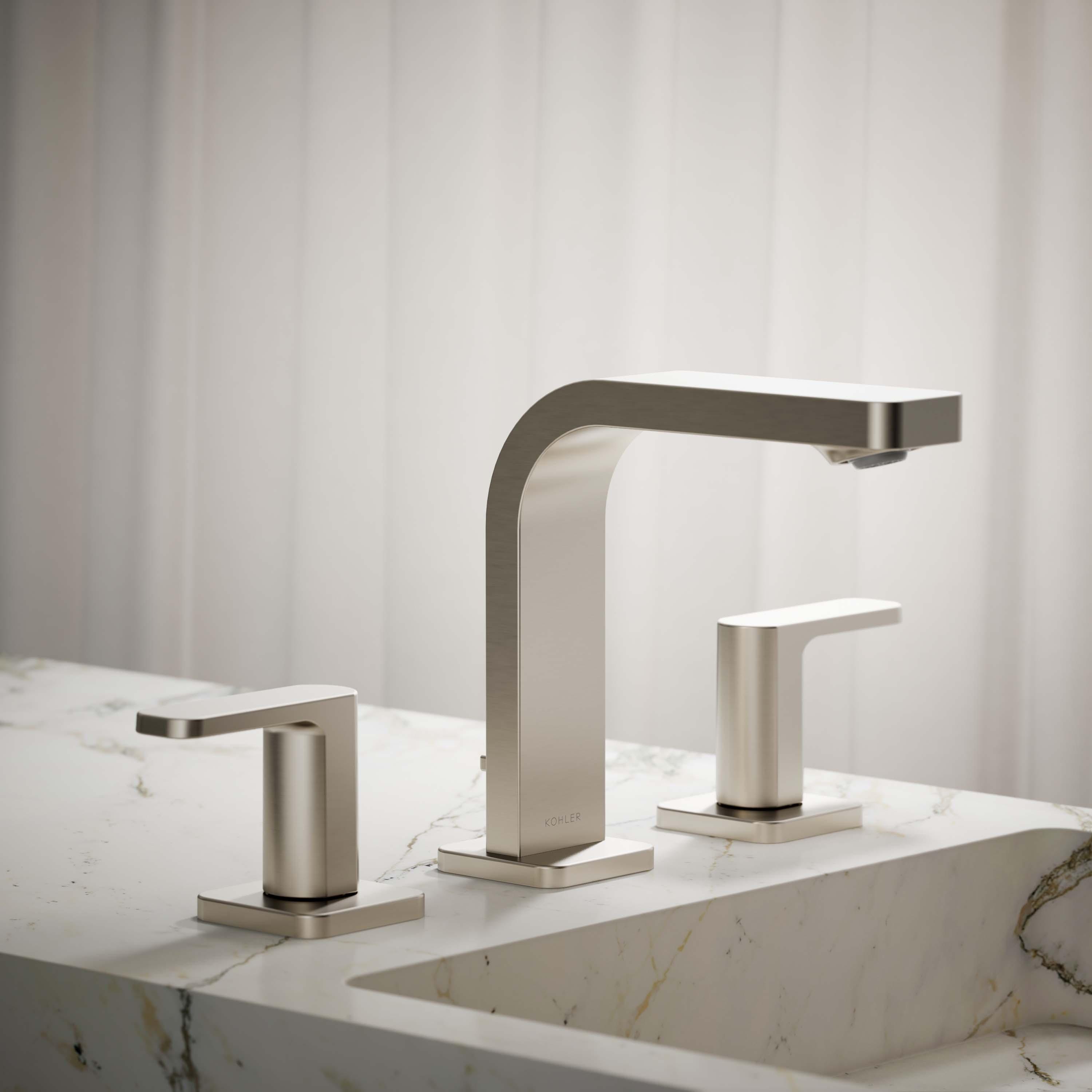 Kohler ® Parallel ® Widespread Nickel Bathroom Sink Faucet and Handles