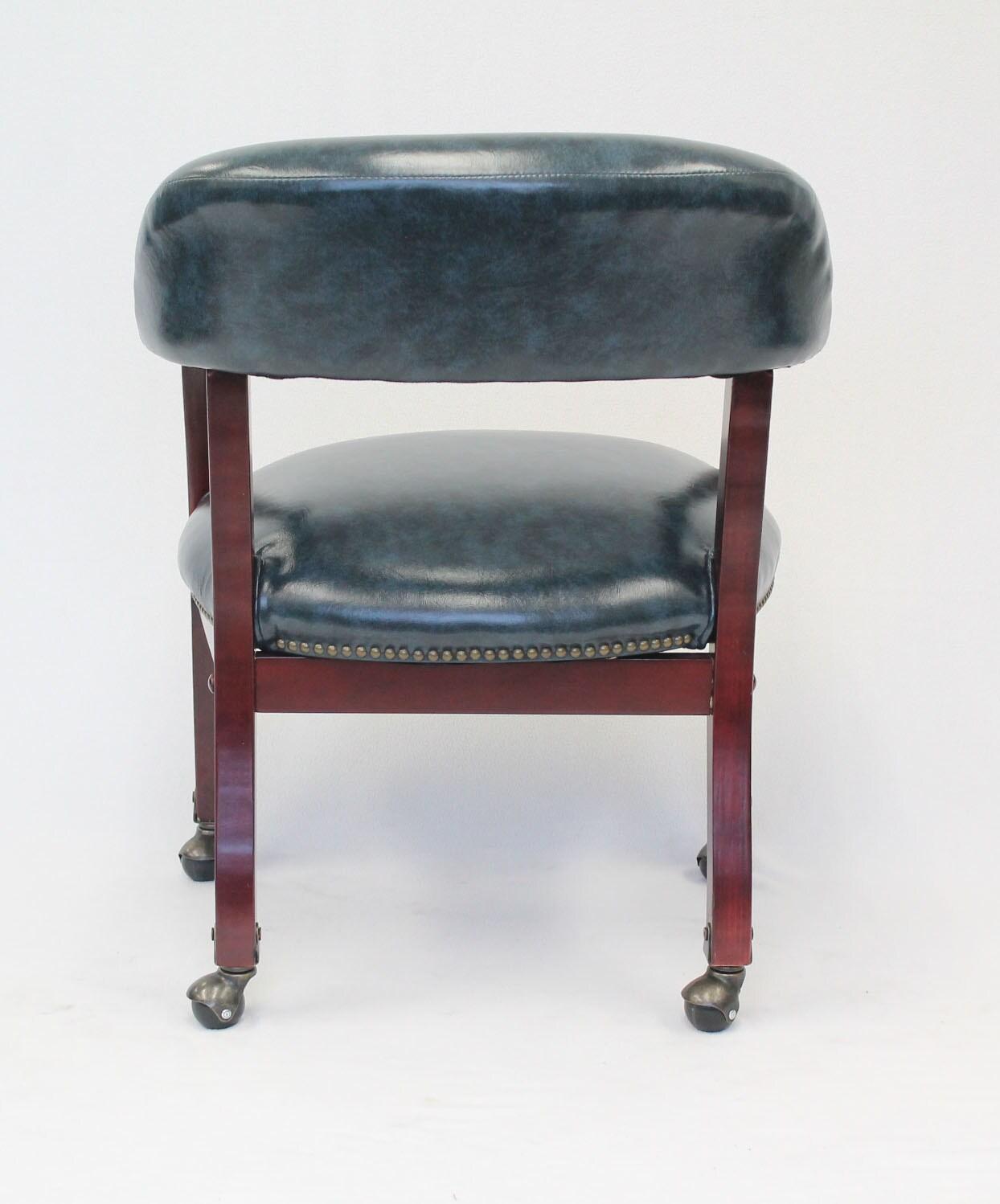 Captain's Chair with Casters Blue - Boss Office Products: Vinyl Upholstery, Fixed Height, Nailhead Trim