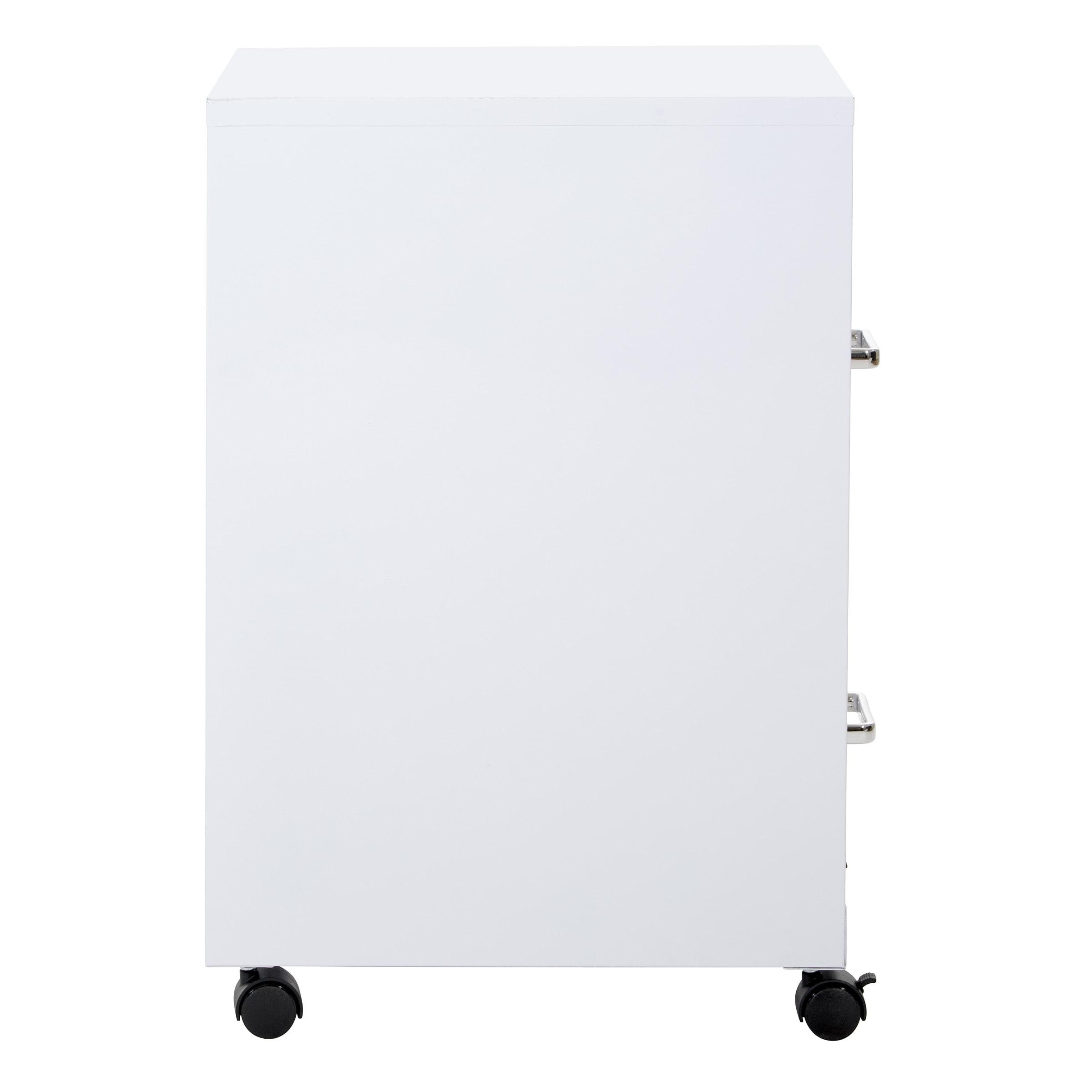 OSP Home Furnishings 2-Drawer Mobile Locking Metal File Cabinet, White